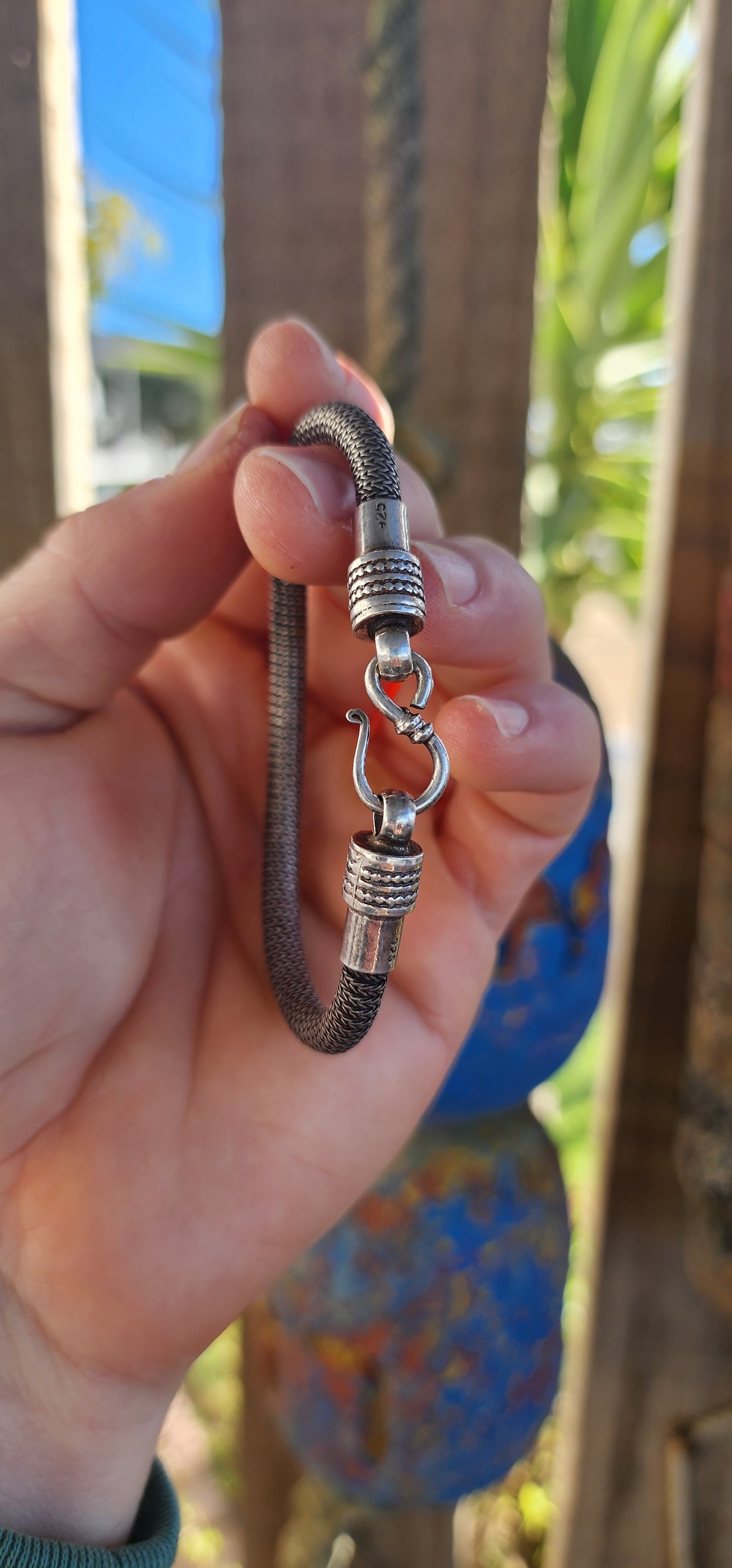Vintage Sterling Silver Balinese Snake-Style Bracelet.
This unisex treasure is a fine example of Balinese craftsmanship, forged in solid sterling silver.