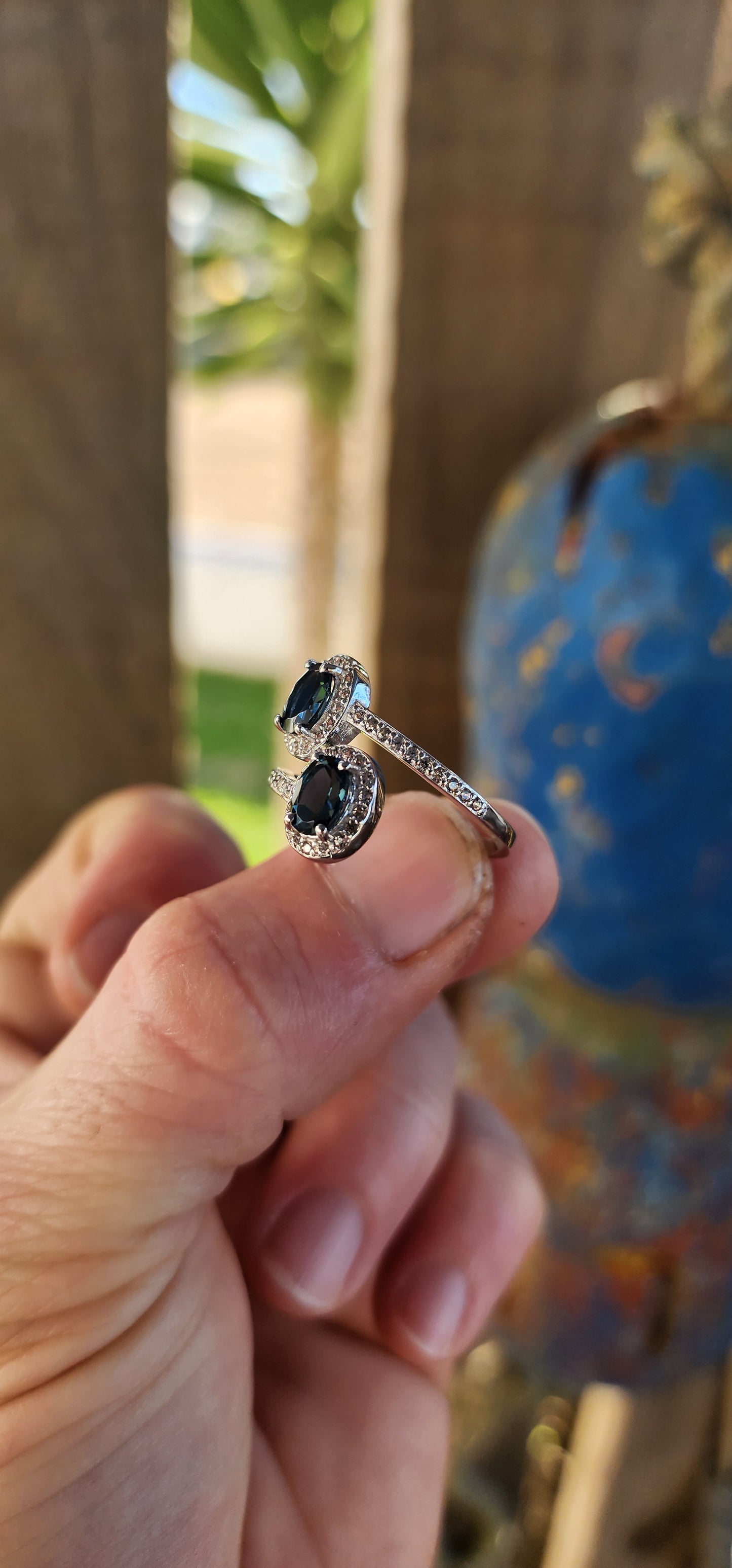 A Midnight Waltz — Toi et Moi Bypass Ring Featuring London Blue Topaz.