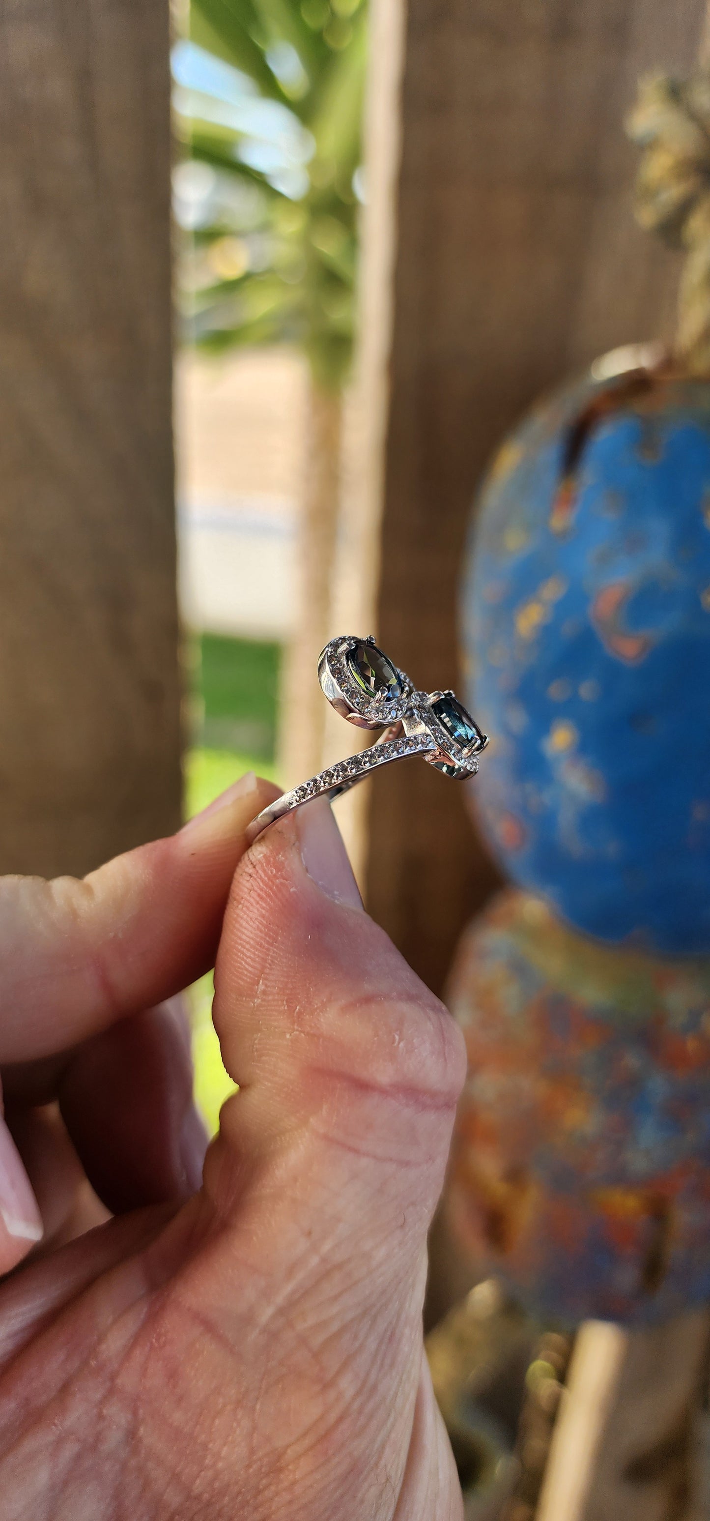 A Midnight Waltz — Toi et Moi Bypass Ring Featuring London Blue Topaz.