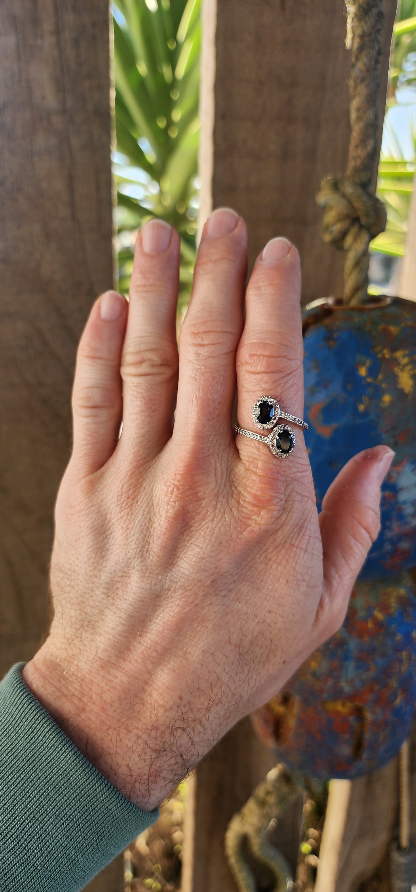 A Midnight Waltz — Toi et Moi Bypass Ring Featuring London Blue Topaz.