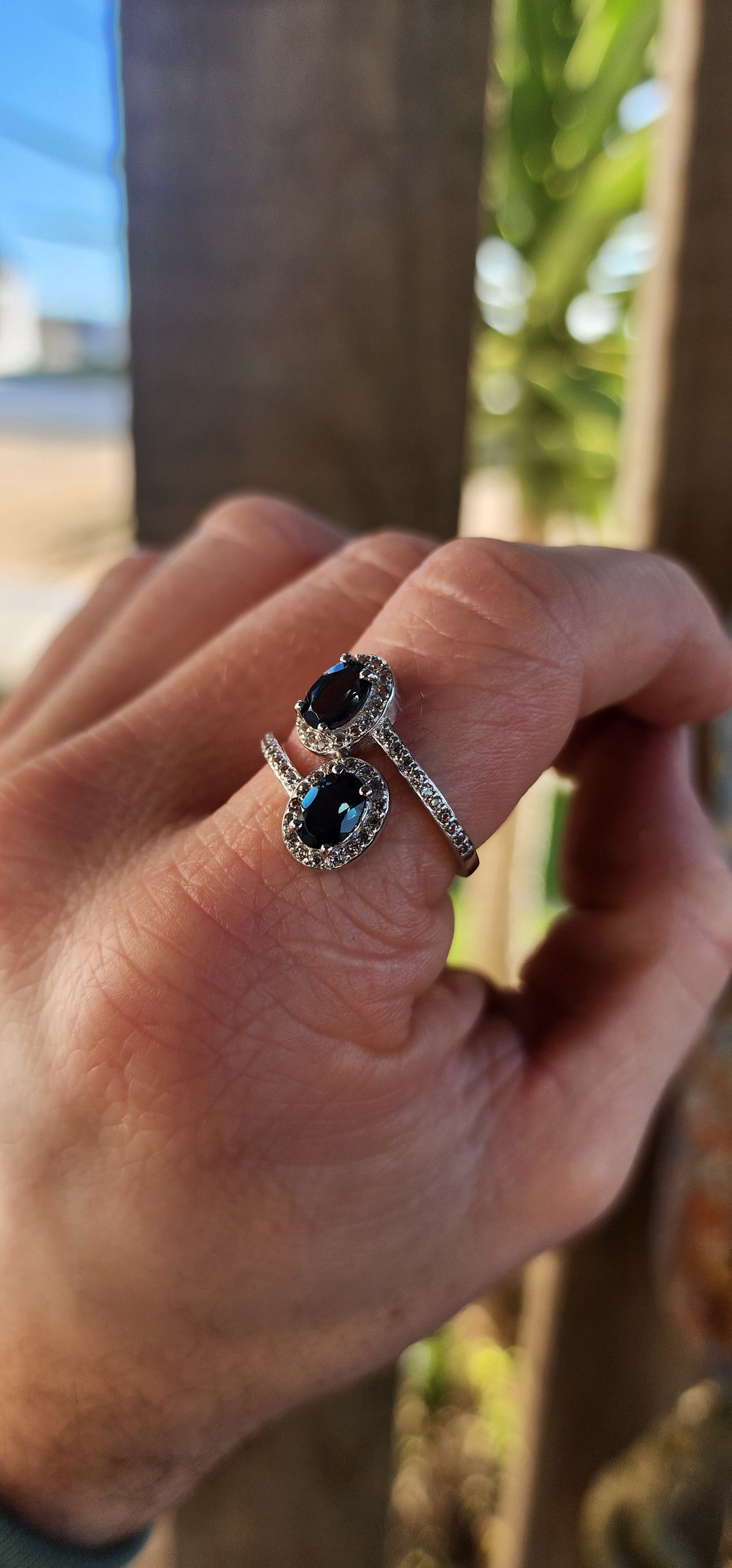 A Midnight Waltz — Toi et Moi Bypass Ring Featuring London Blue Topaz.