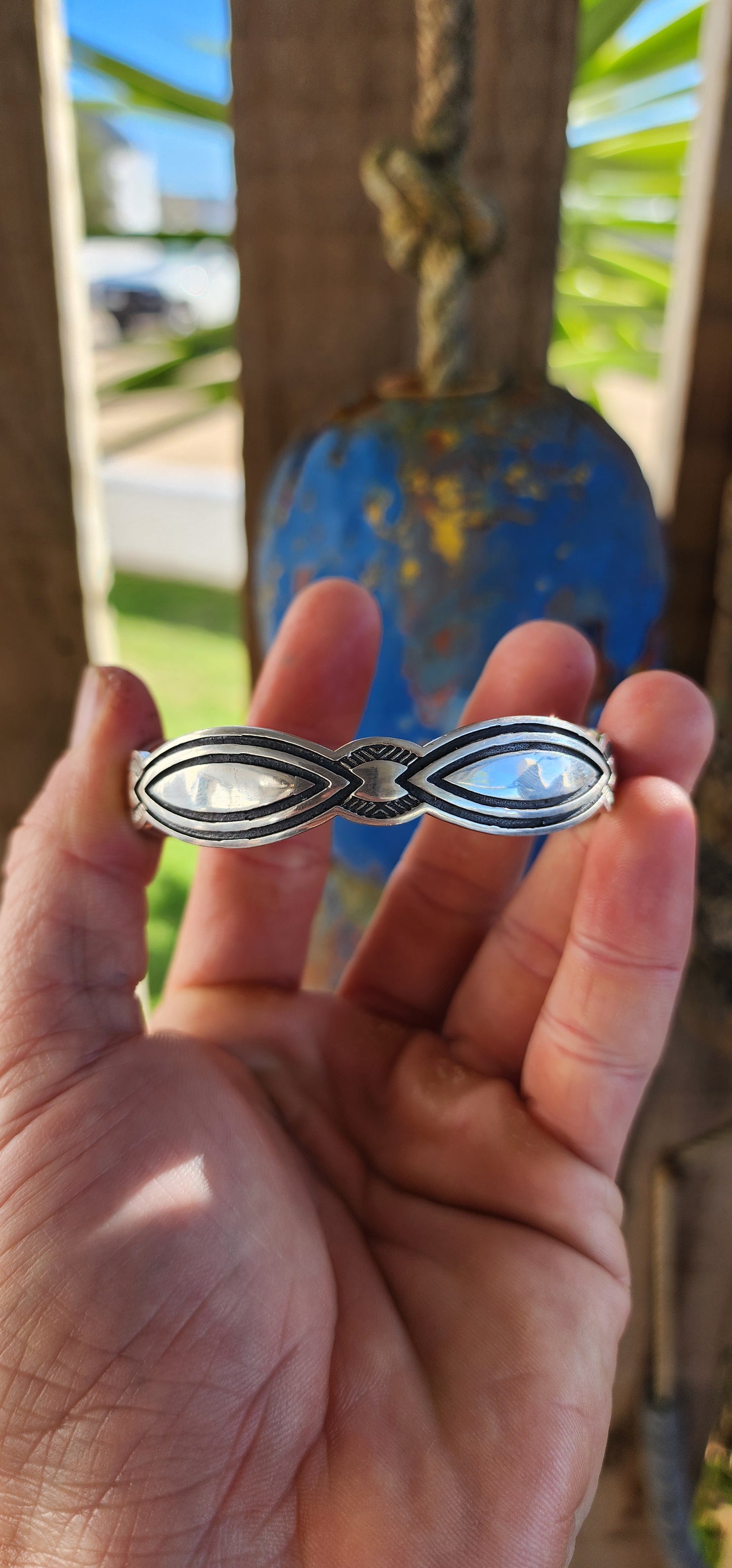 Navajo Inspired Sterling Silver Designer Cuff by Nightbreed.
