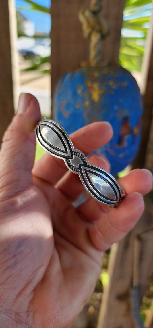 Navajo Inspired Sterling Silver Designer Cuff by Nightbreed.