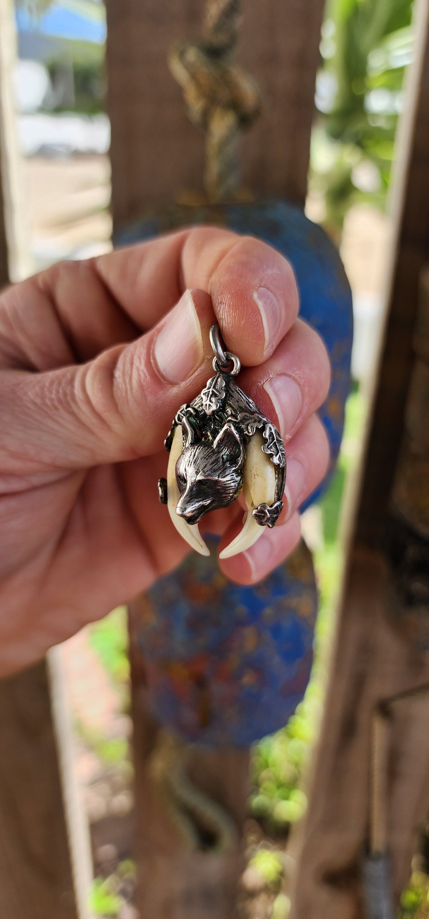 “The Hunter’s Trophy” – Antique Victorian Fox Pendant in 835 Silver with Natural Fangs.