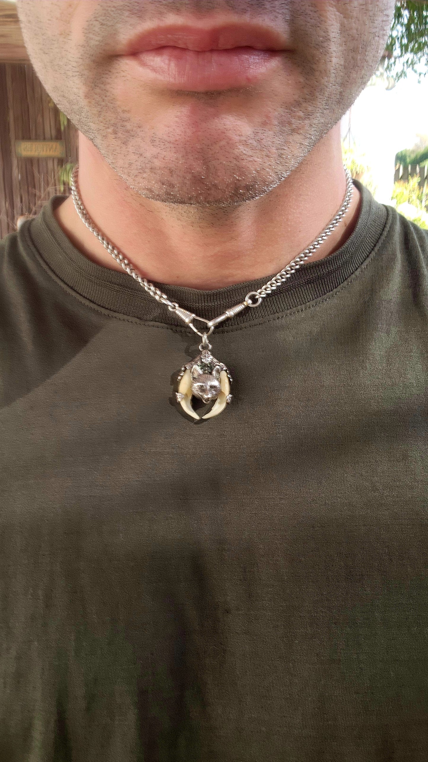 “The Hunter’s Trophy” – Antique Victorian Fox Pendant in 835 Silver with Natural Fangs.