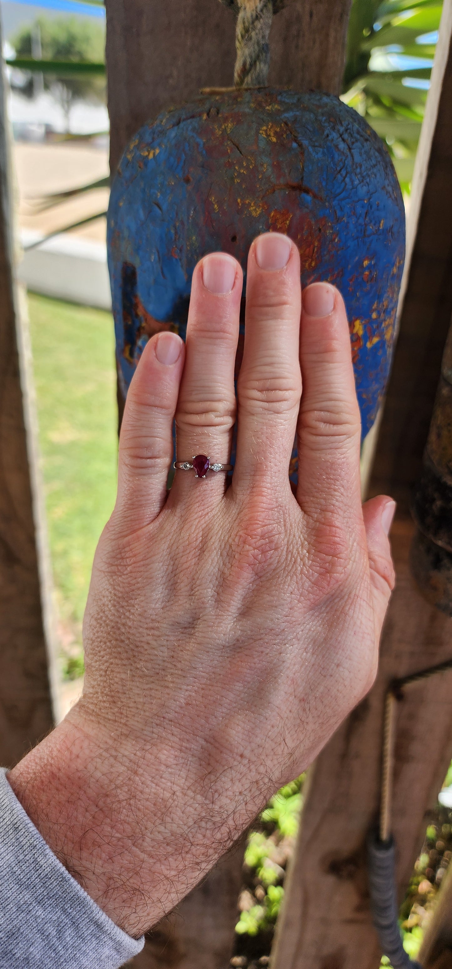 Beautiful Sterling Silver & Ruby Trilogy Ring.
