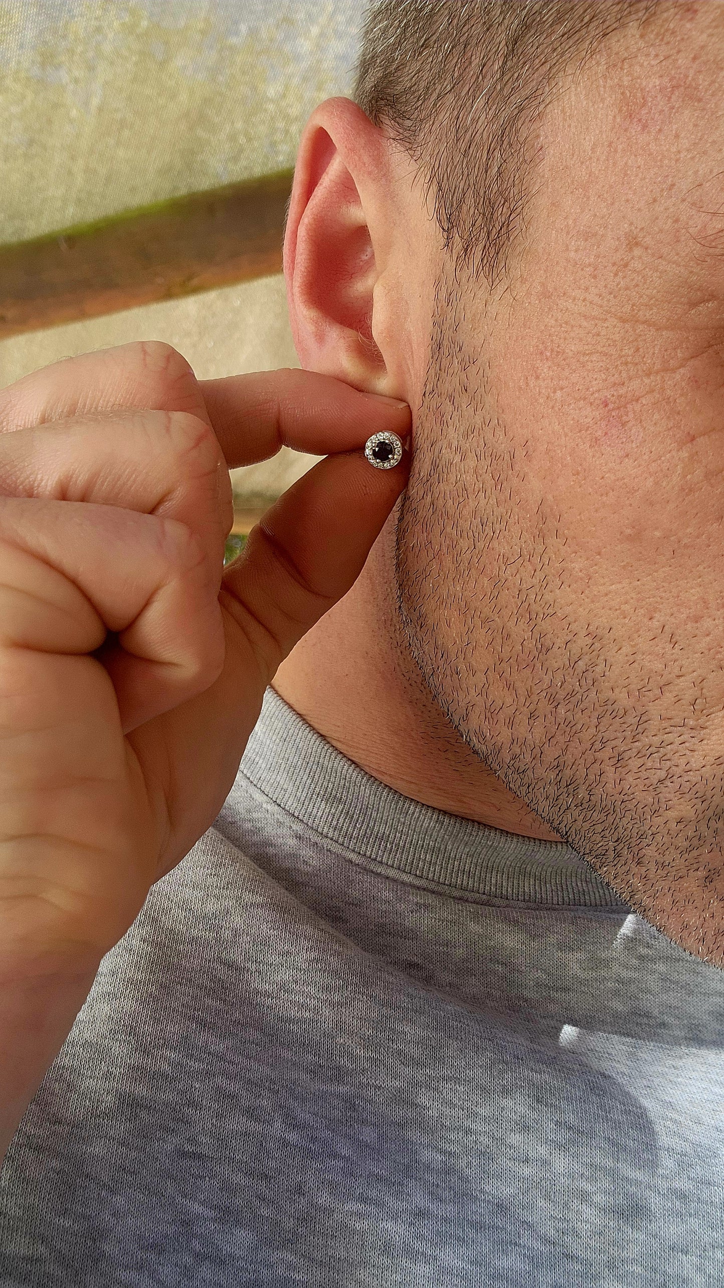Sterling Silver Sapphire Halo Stud Earrings.