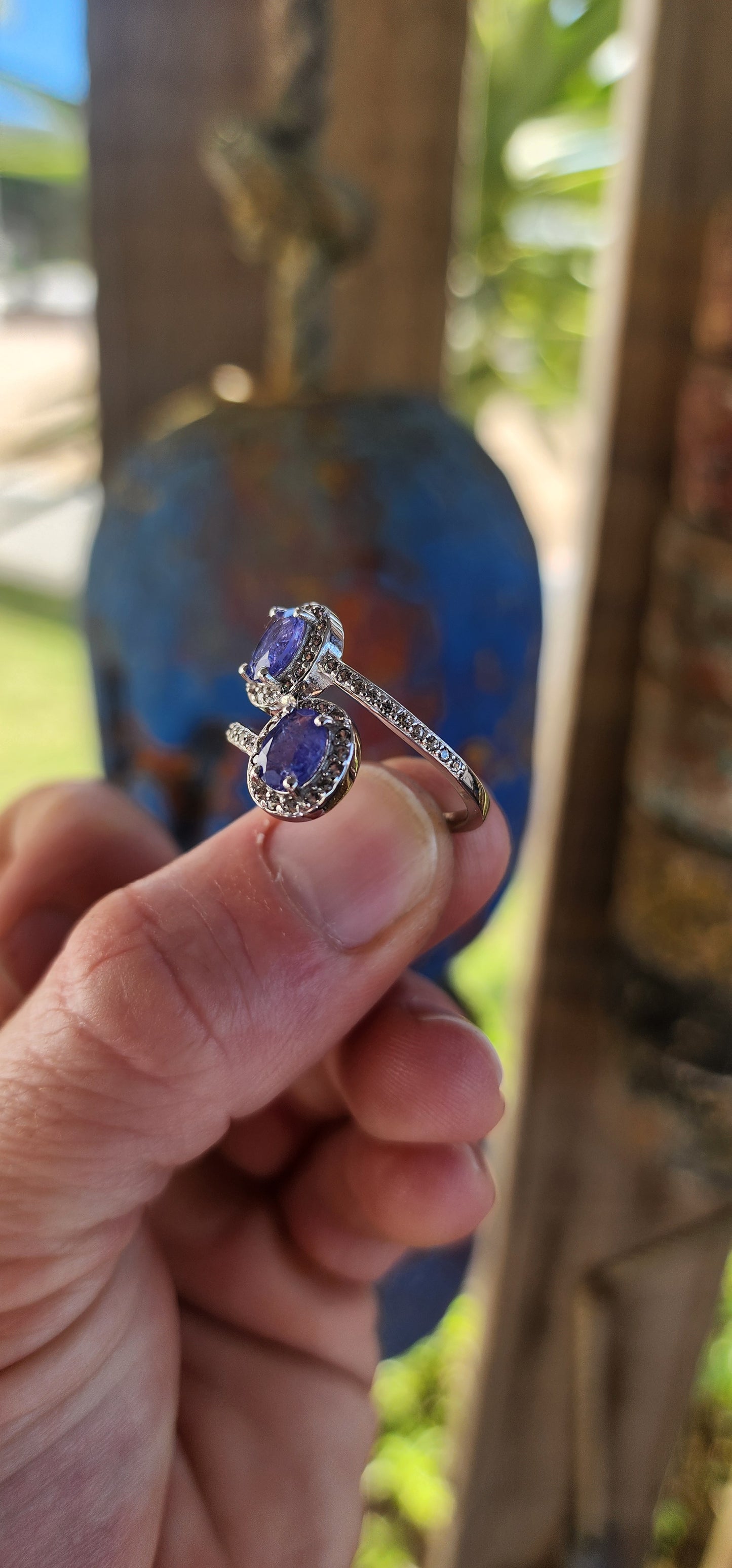 A Celestial Duet — Toi et Moi Bypass Ring Featuring Tanzanites.