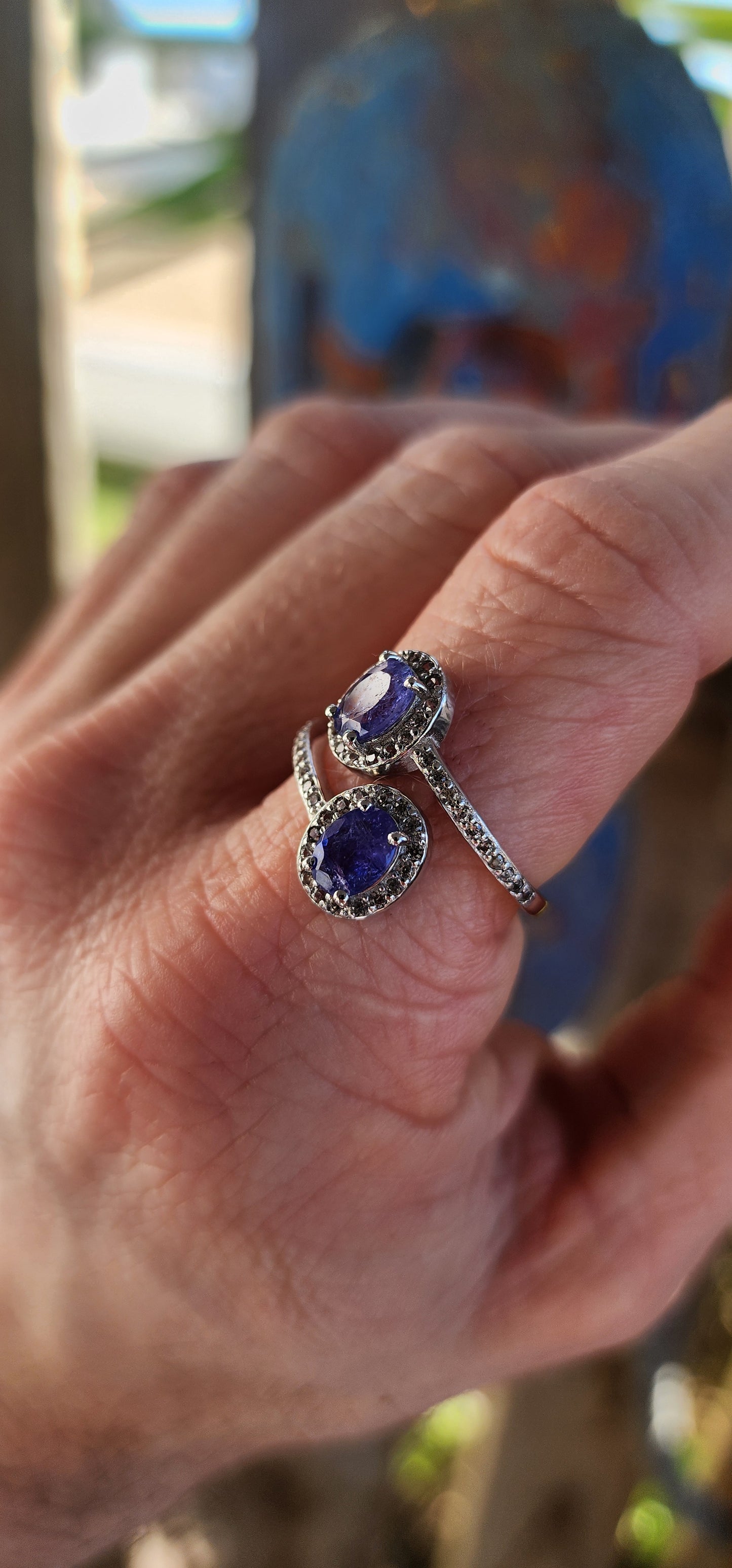 A Celestial Duet — Toi et Moi Bypass Ring Featuring Tanzanites.