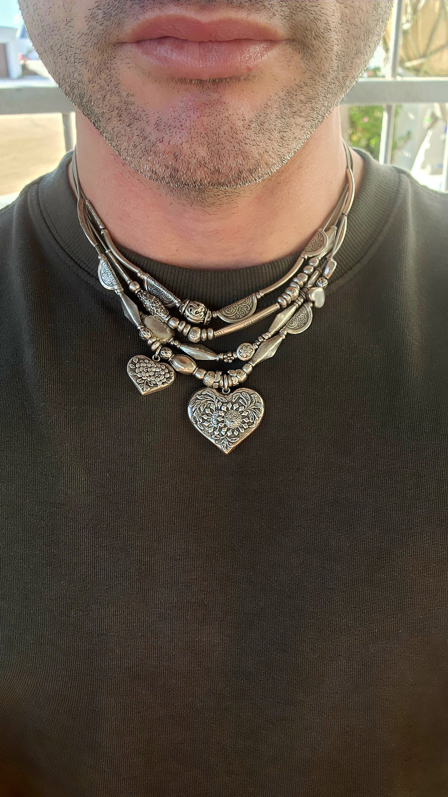 This chunky designer multi-strand heart necklace by Gas Bijoux is a bold and romantic statement piece that perfectly embodies the brand’s signature blend of bohemian luxury and Parisian sophistication.