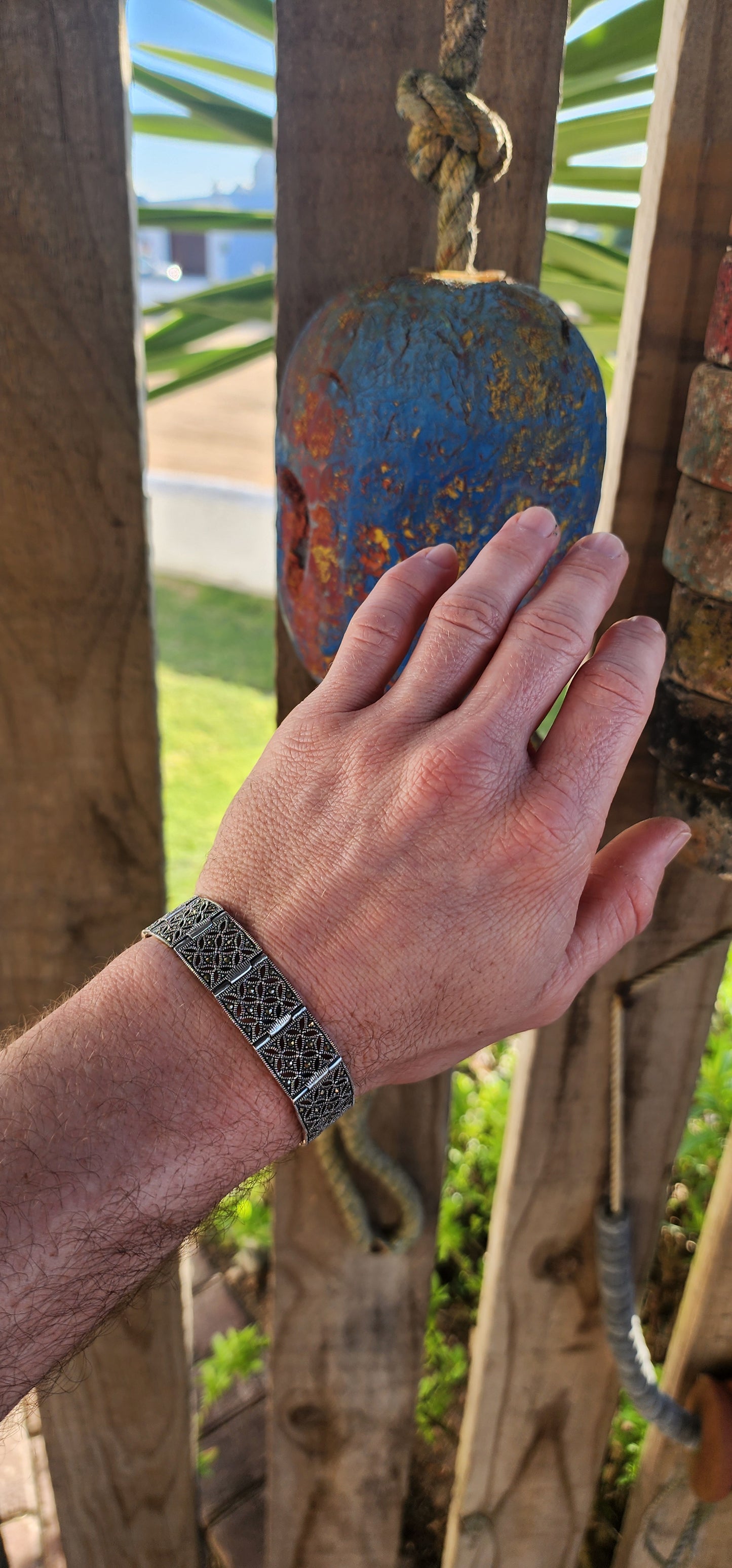 Exquisite and substantial Art Deco revival sterling silver and marcasite panel bracelet.