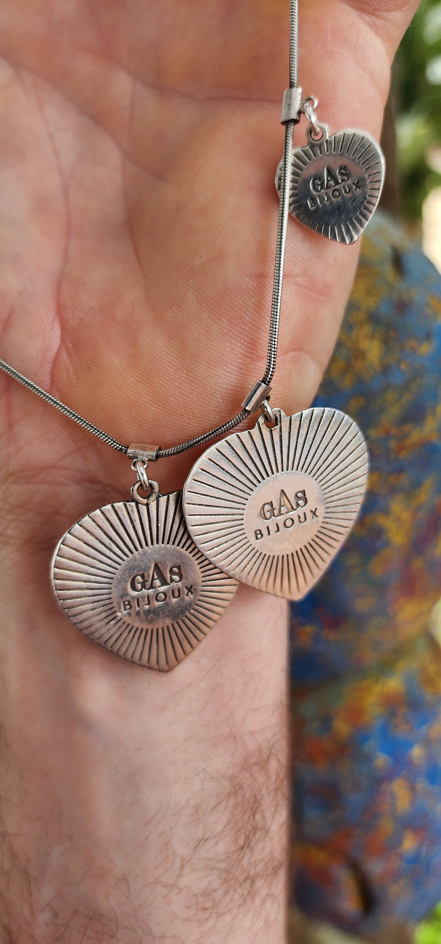 Designer costume silver-plated “I Love You” necklace by the renowned French jewelry house Gas Bijoux.