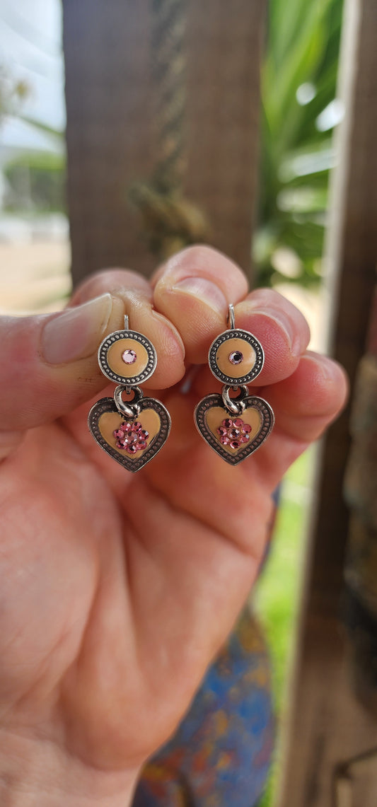 Pair of Designer Heart Drop Earrings by Gas Bijoux (France).