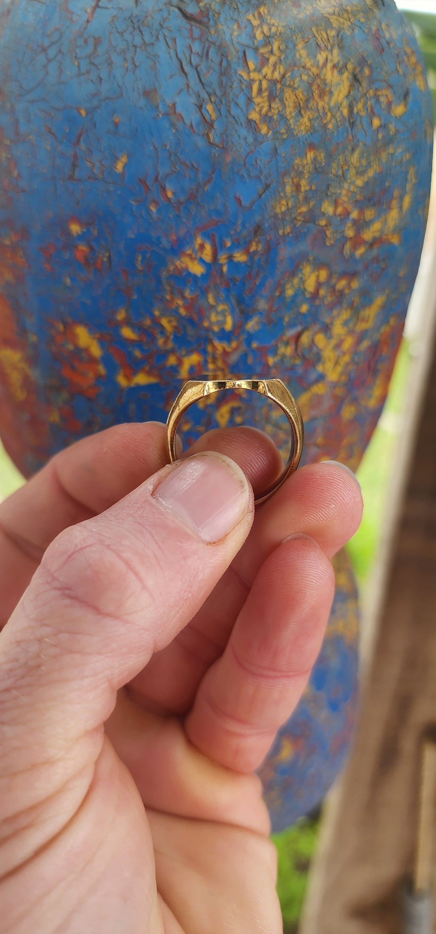 Chunky vintage men’s signet ring crafted in solid brass — this bold beauty carries all the charm of an old-world heirloom with a modern edge.