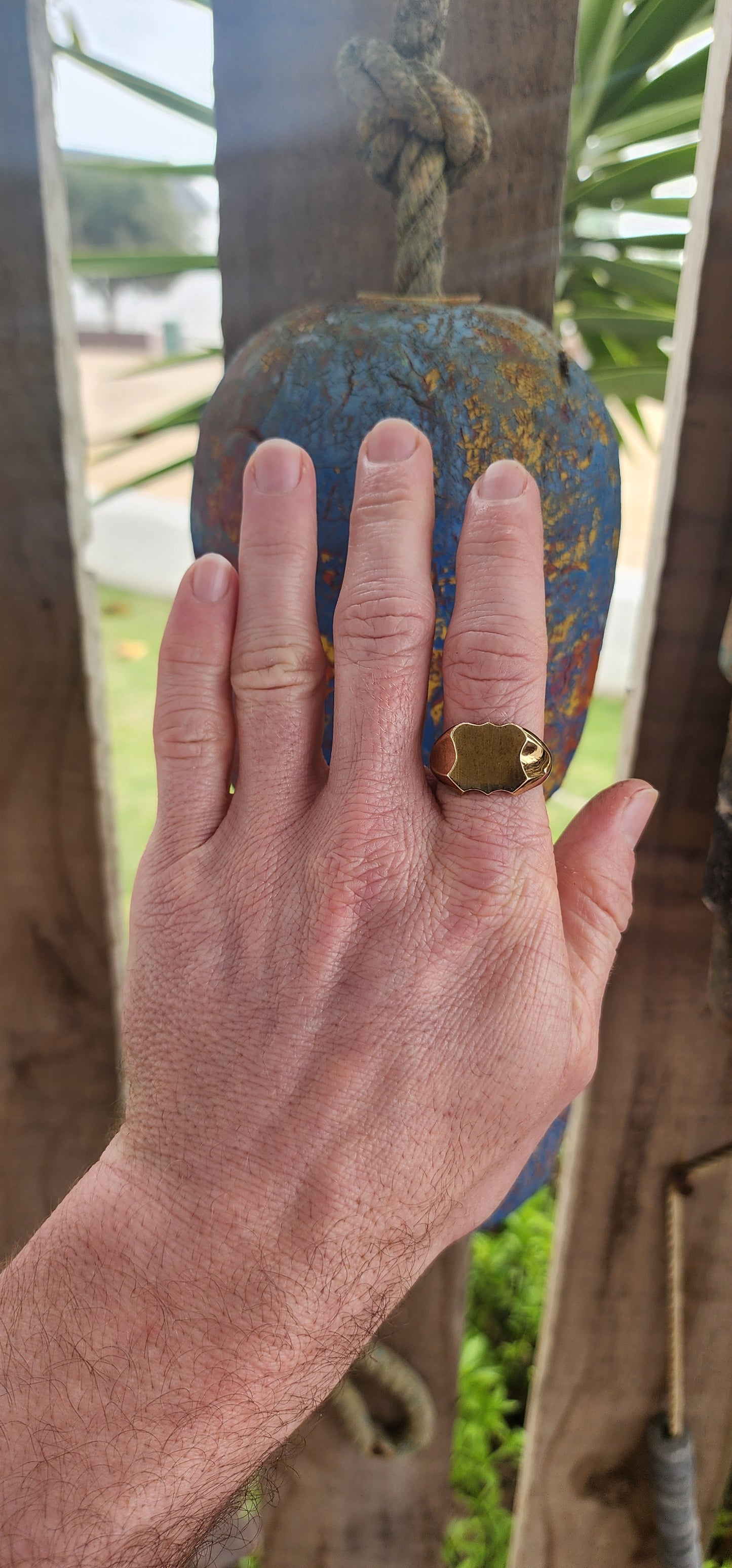 Chunky vintage men’s signet ring crafted in solid brass — this bold beauty carries all the charm of an old-world heirloom with a modern edge.