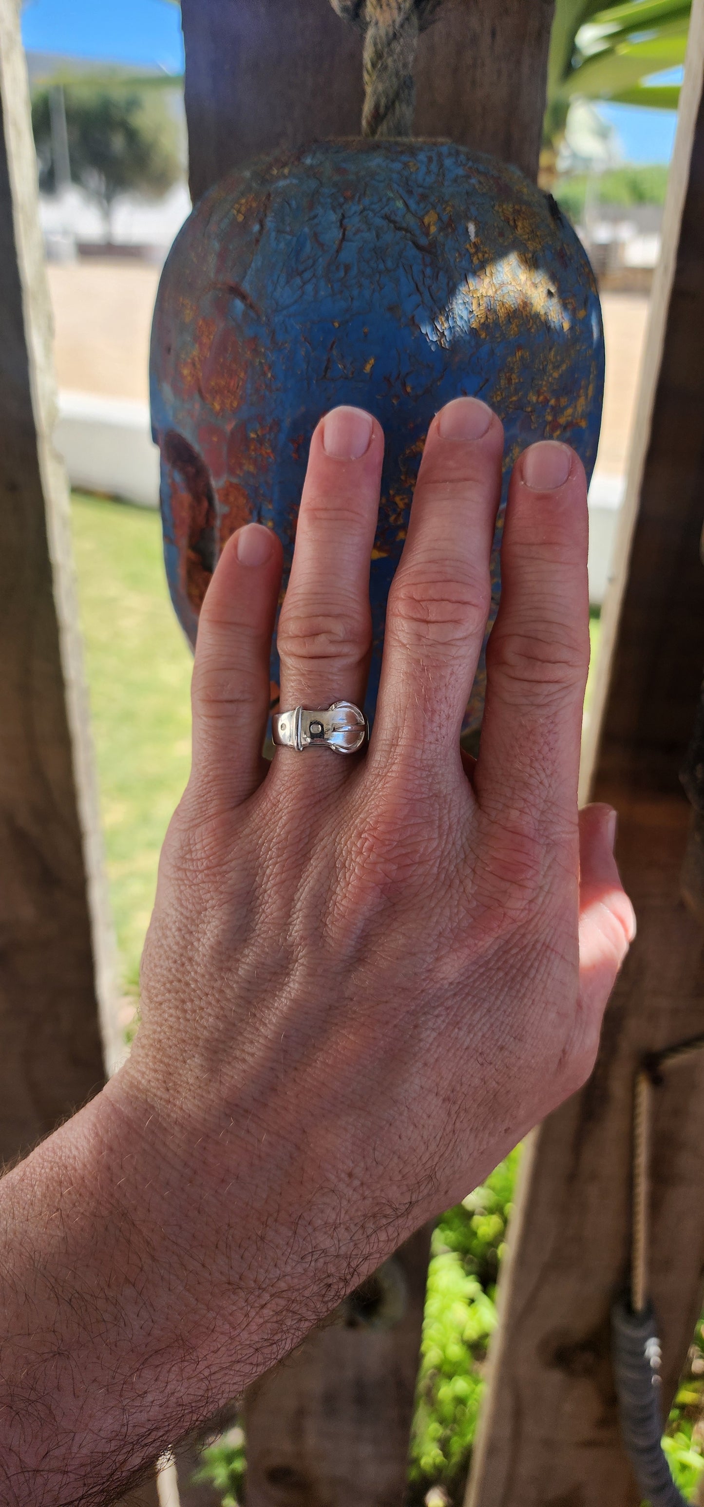 These will always be in vogue! Presenting a chunky vintage unisex hallmarked sterling silver belt buckle ring, crafted by the esteemed Gourdel Vales & Co. of Birmingham circa 1975.