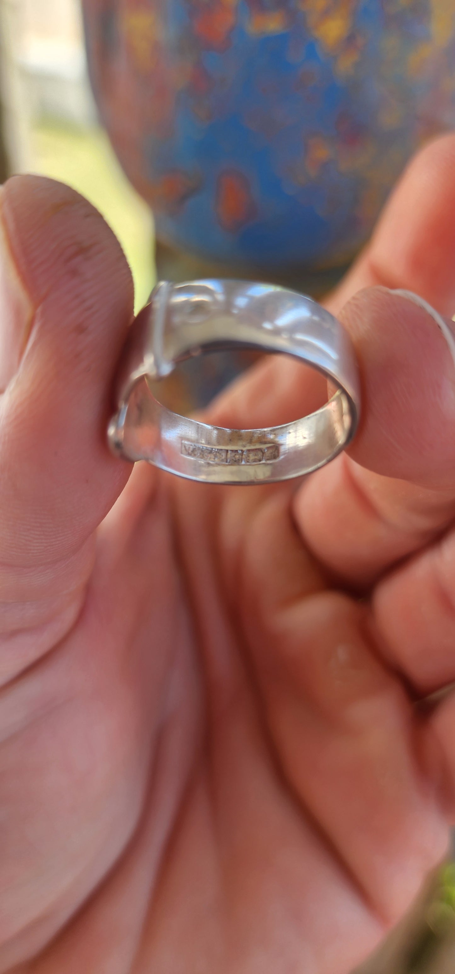 These will always be in vogue! Presenting a chunky vintage unisex hallmarked sterling silver belt buckle ring, crafted by the esteemed Gourdel Vales & Co. of Birmingham circa 1975.
