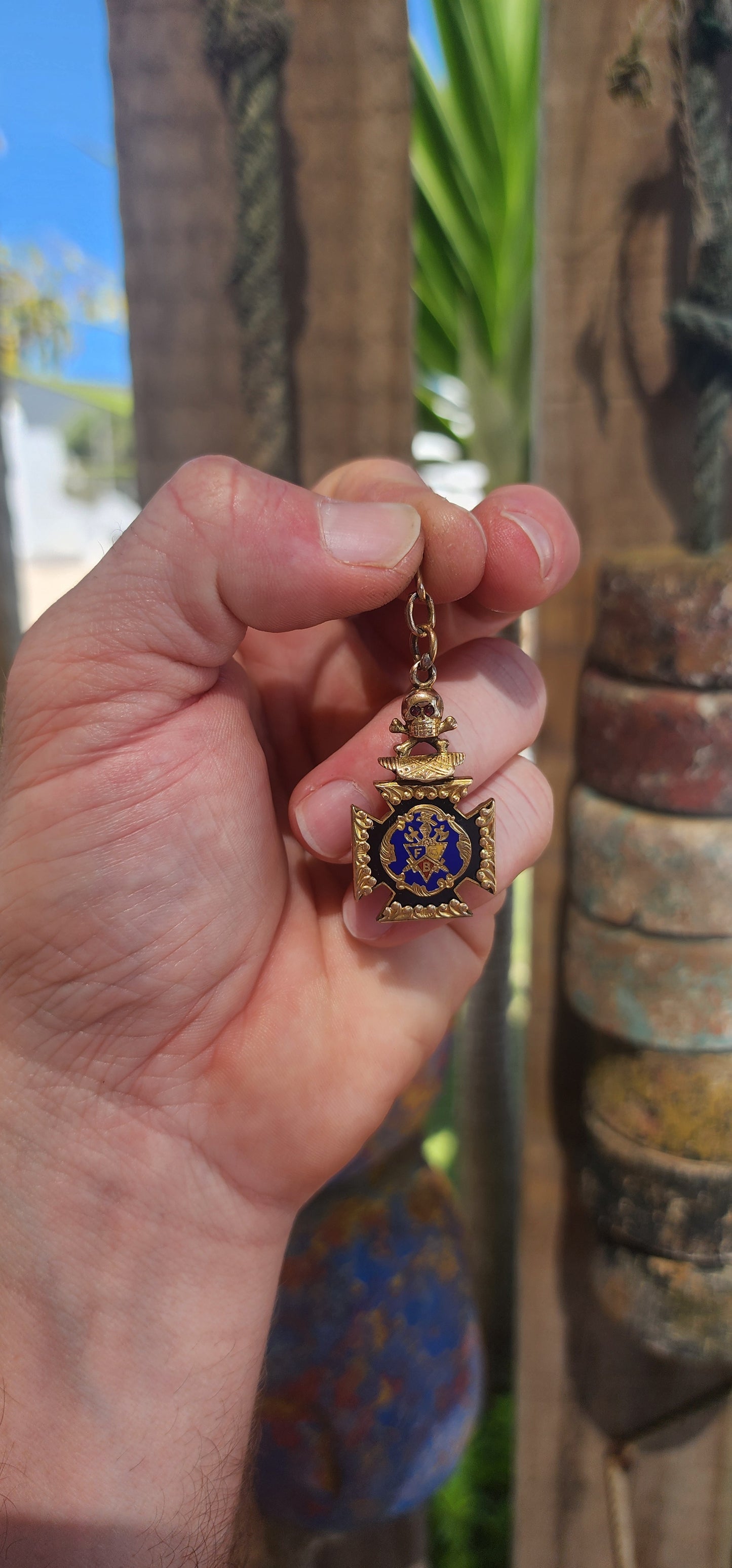 Antique Knights of Pythias Fraternal Watch Fob Pendant.