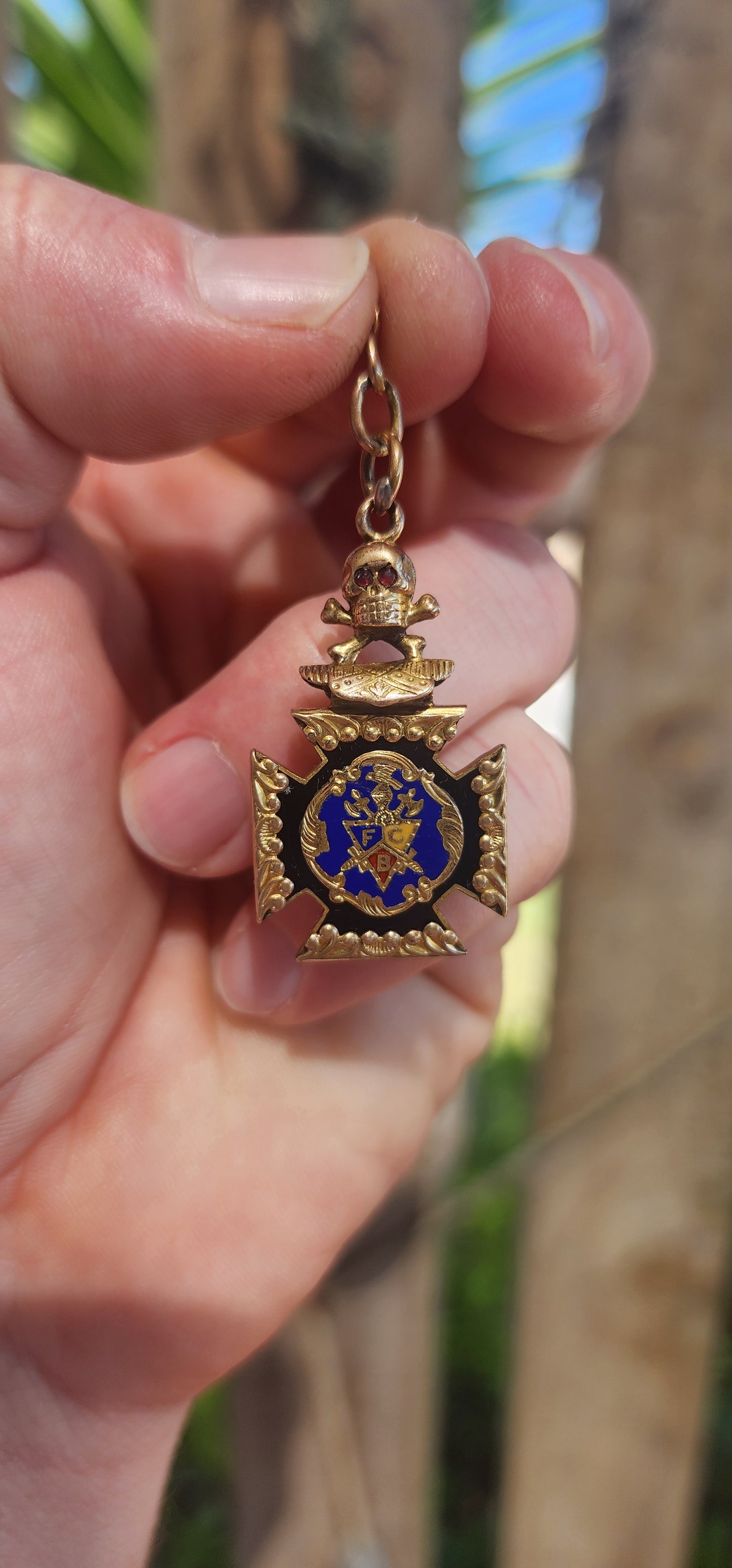 Antique Knights of Pythias Fraternal Watch Fob Pendant.