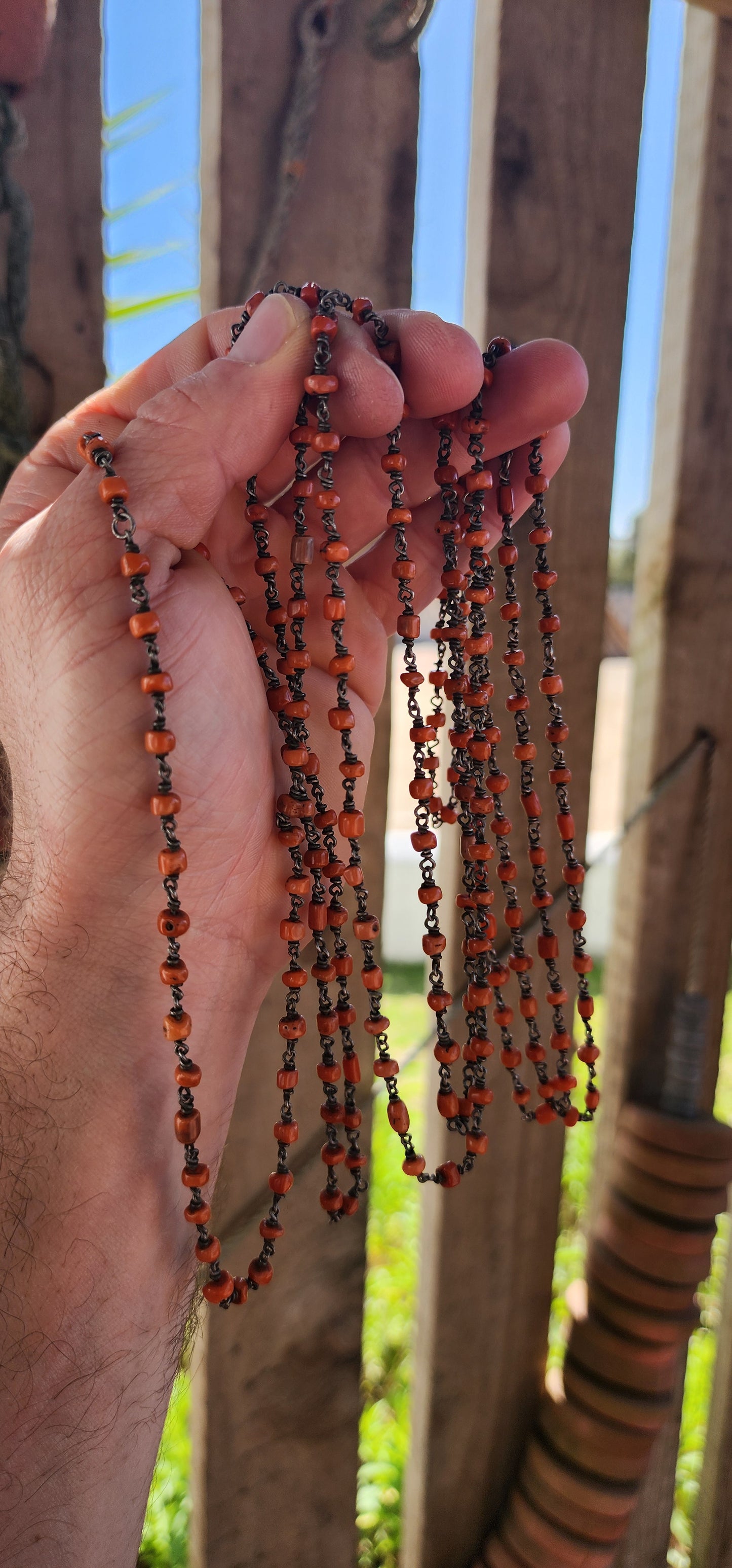 Antique Mediterranean Coral Chain Necklace.