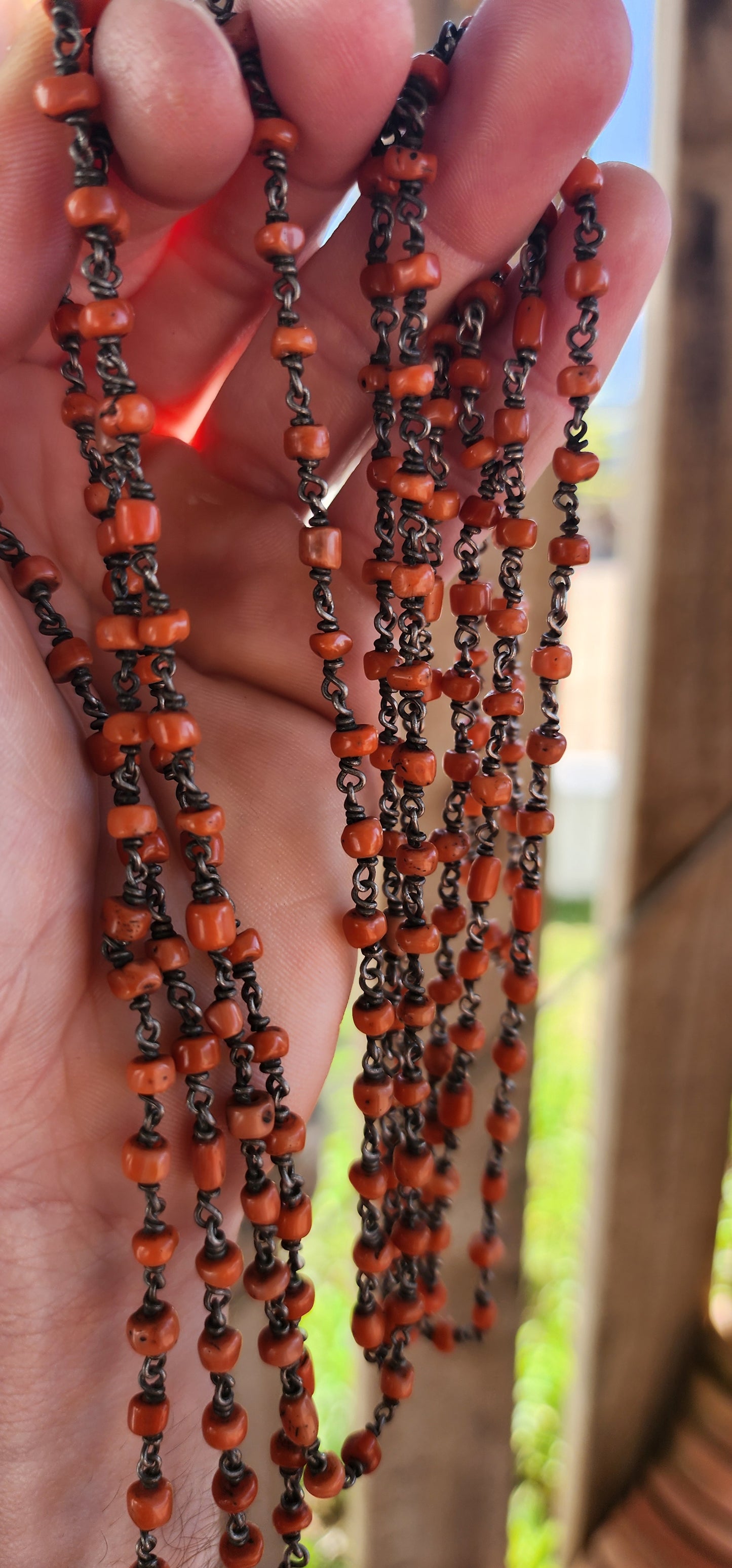 Antique Mediterranean Coral Chain Necklace.