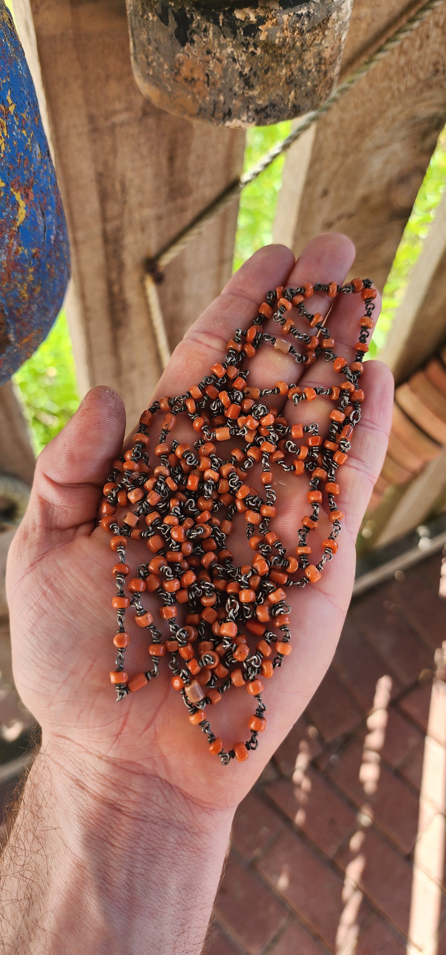 Antique Mediterranean Coral Chain Necklace.