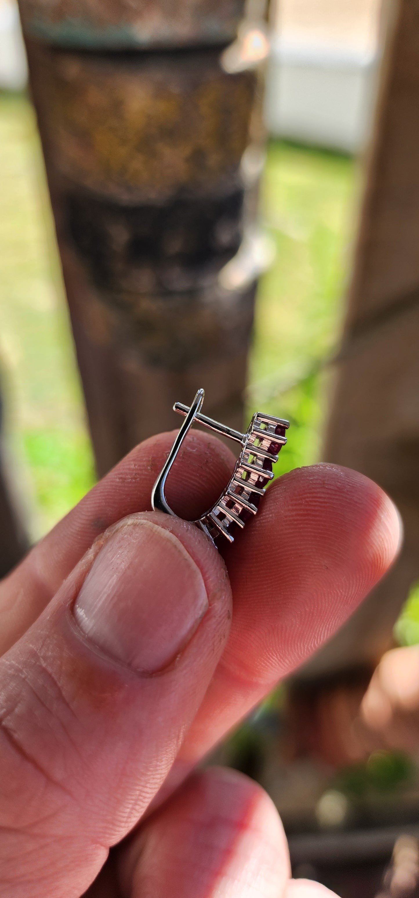 Sterling Silver and Ruby Drop Earrings.