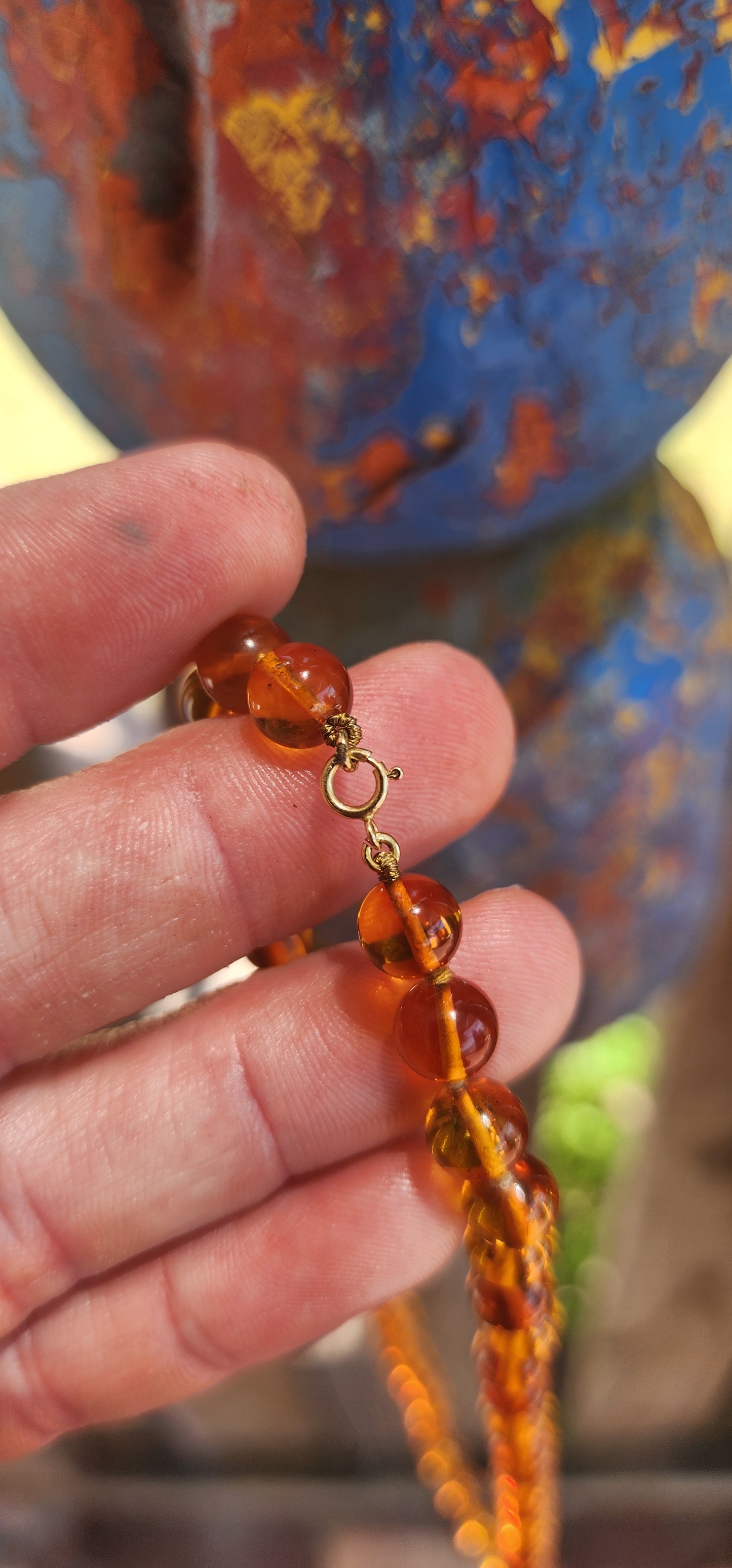 A warm sun-kissed treasure, this beautiful vintage cognac Baltic amber necklace radiates honey-rich glow and natural charm.