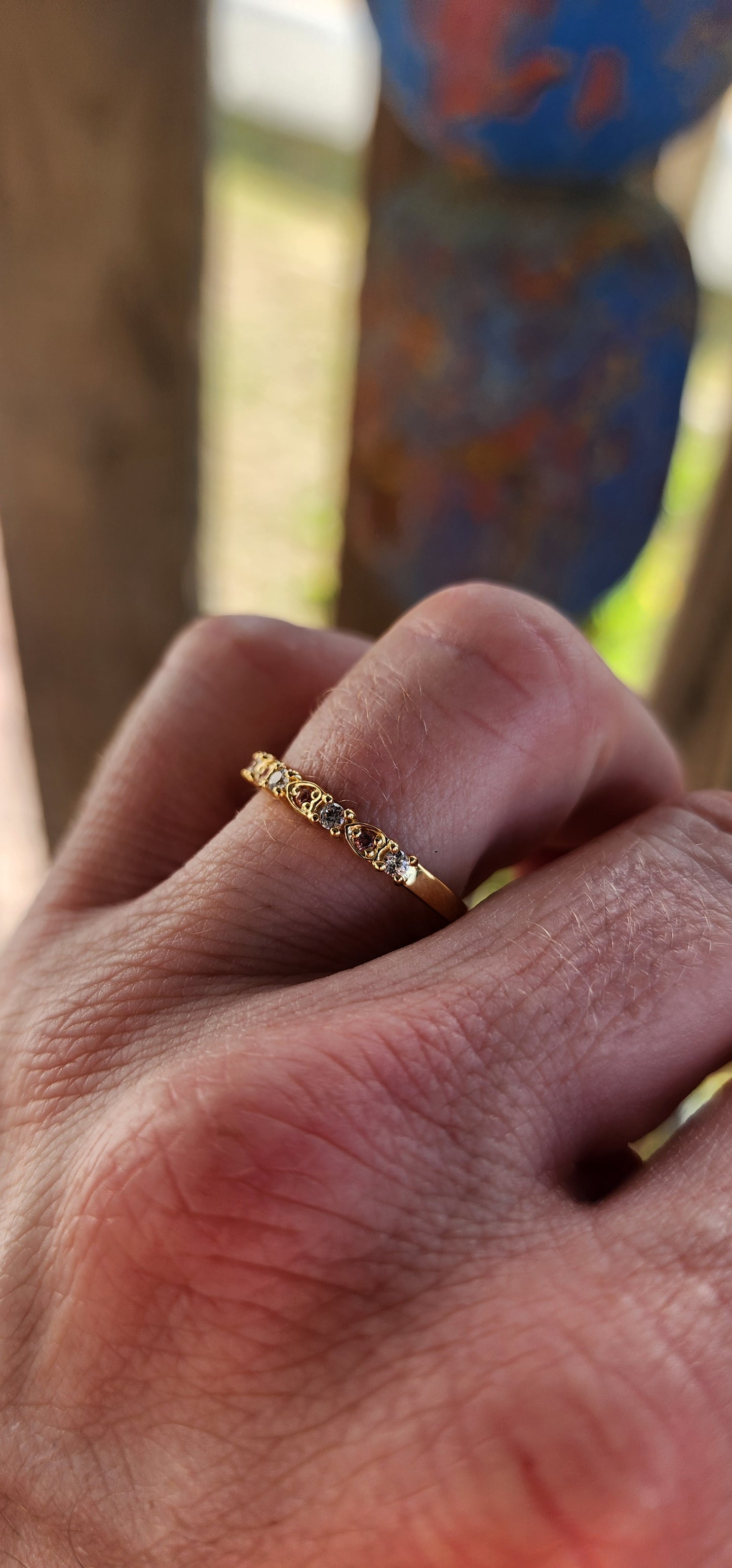 Petal Kiss Stacking Ring – Pink Tourmaline