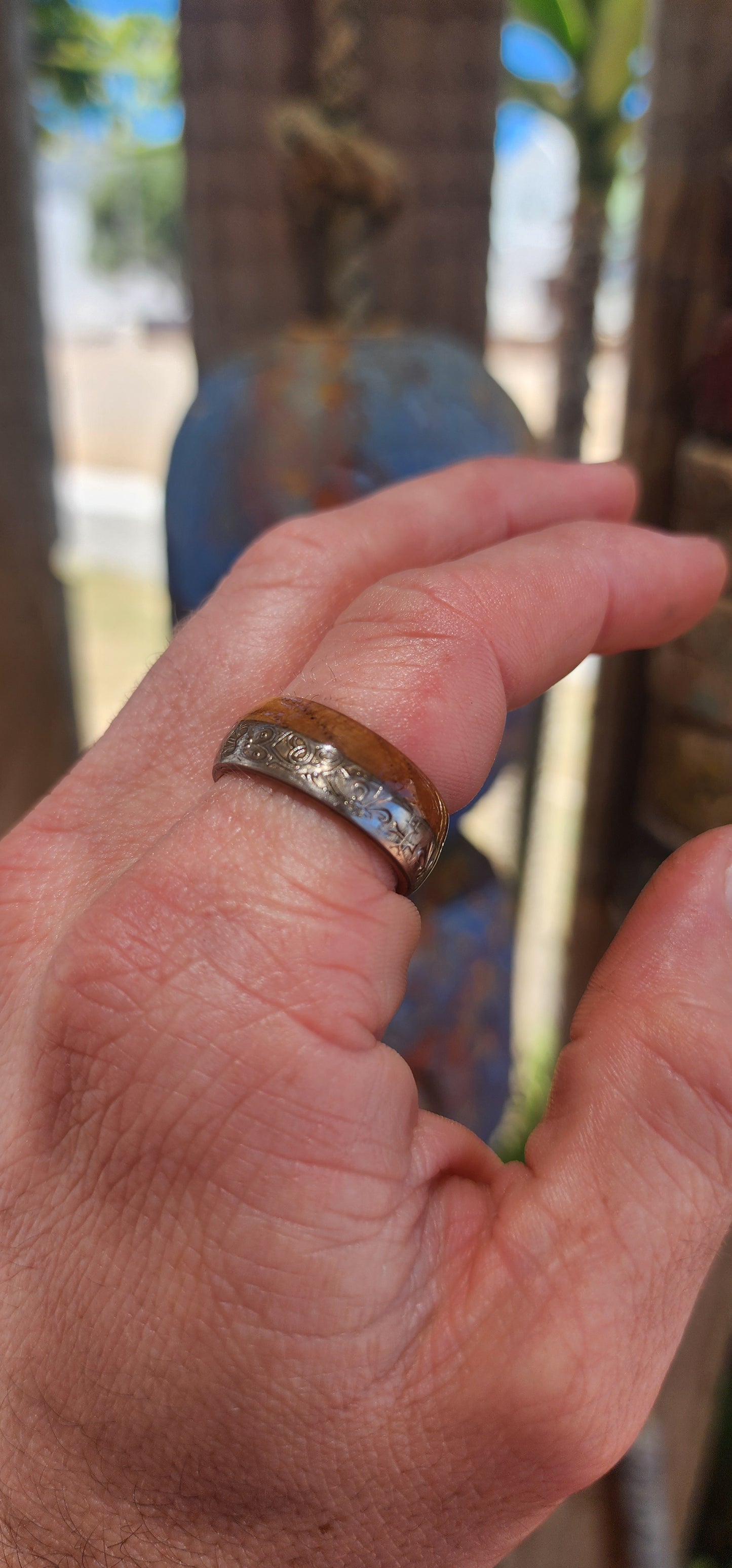 A ring with real history and natural soul — crafted from an authentic Queen Elizabeth II Half Crown nickel coin, transformed into a bold unisex band with serious character.