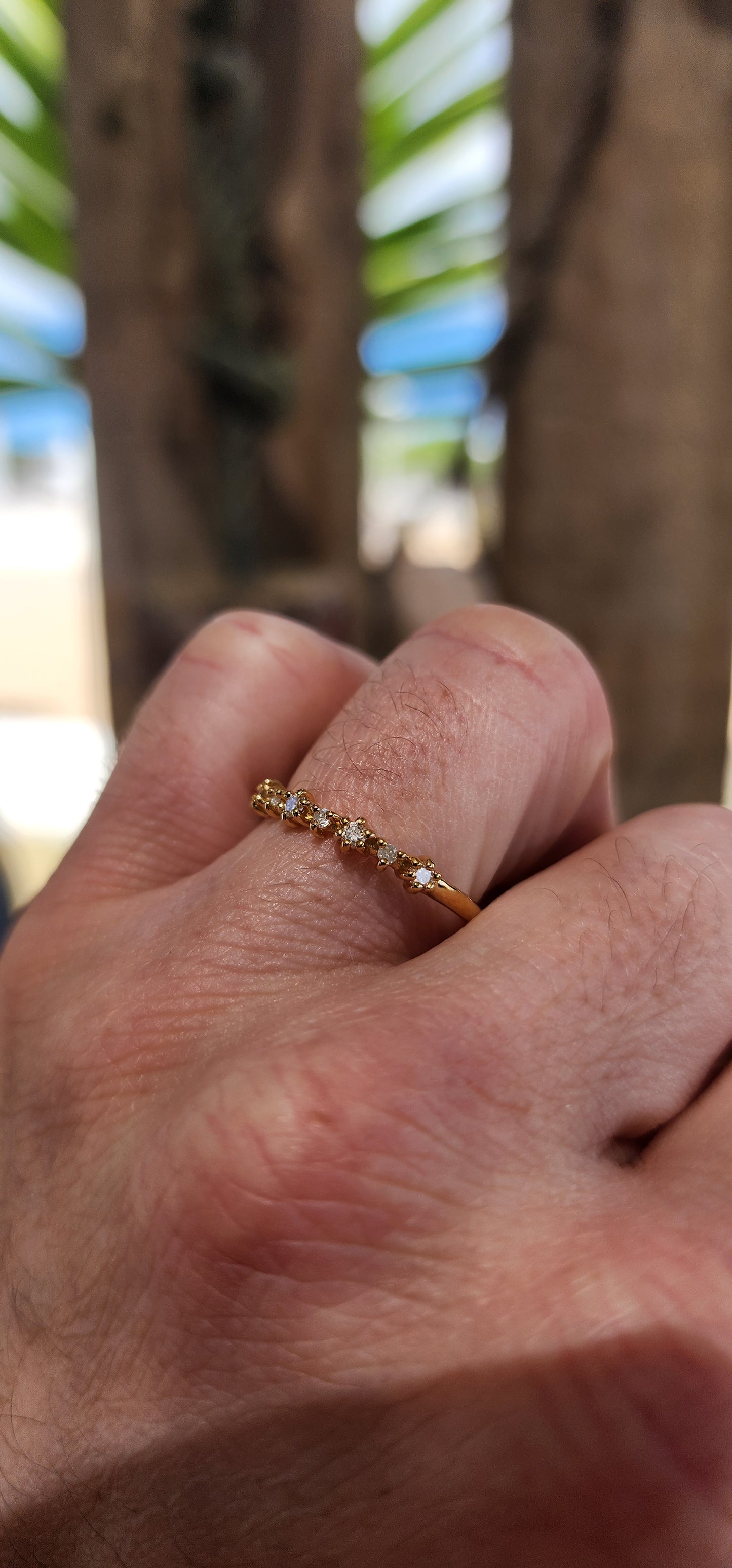 Salt & Pepper Diamond Stacking Ring(Half Eternity Style)