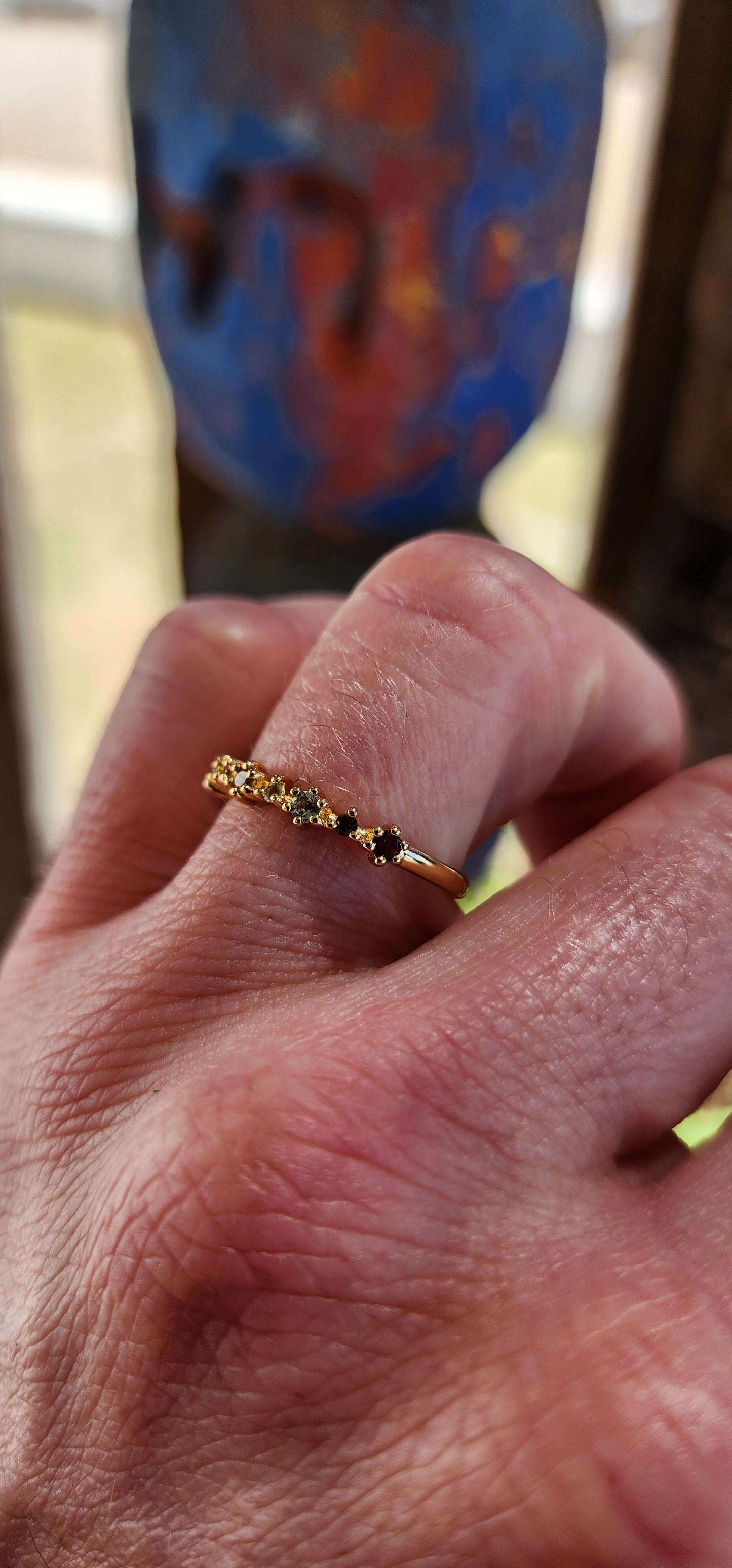 Multi-Colour Tourmaline Stacking Ring (Half Eternity Style).