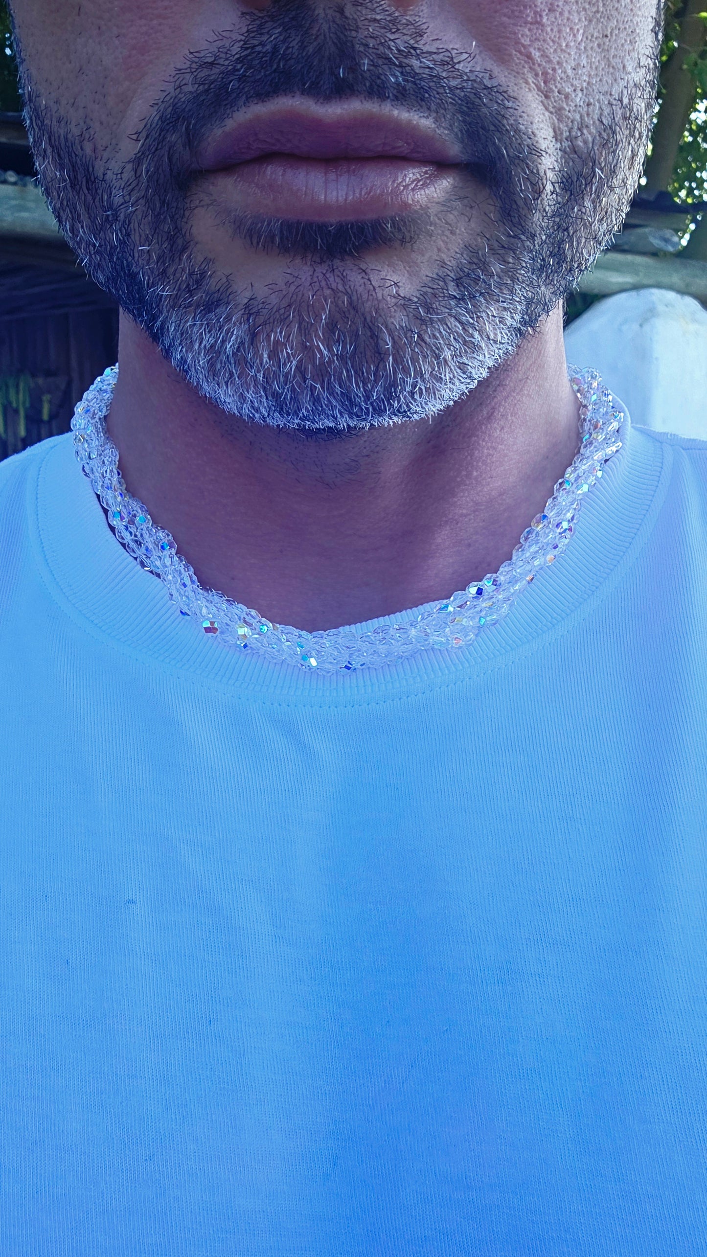 Absolutely mesmerizing vintage circa 1980’s twisted four-strand aurora borealis crystal necklace — and WOW does this beauty know how to catch the light!