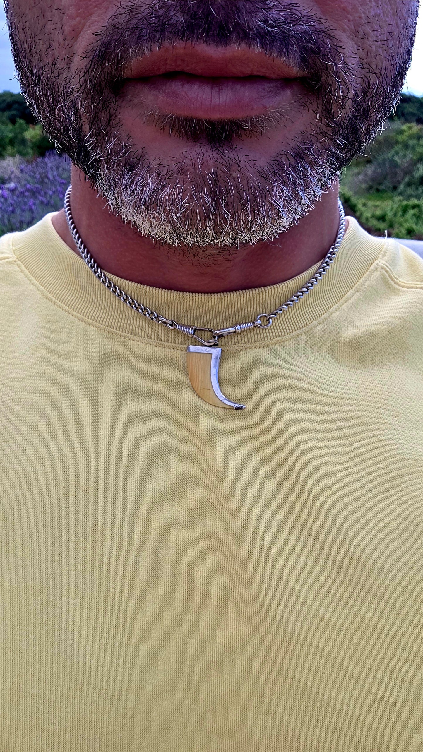 Bold yet beautifully understated, this vintage lion's claw pendant is crafted from sterling silver and fitted with a pre-ban ivory claw, creating a striking piece inspired by one of nature's most powerful predators.