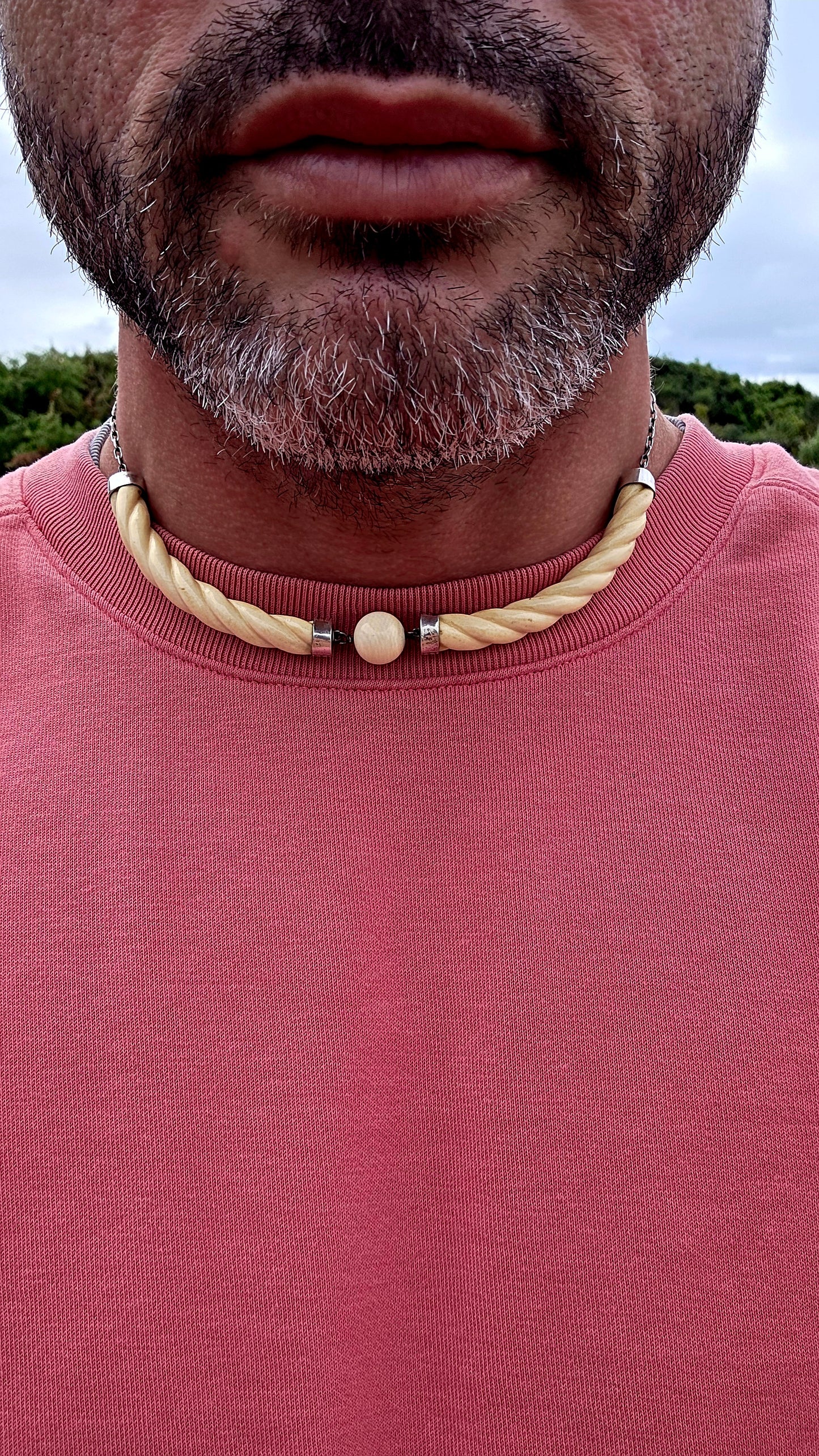 Wonderfully sculptural and effortlessly elegant the necklace combines the warm creamy tones of pre-ban carved ivory with the cool sophistication of sterling silver, creating a piece that feels every bit as stylish today as it did nearly a century ago.