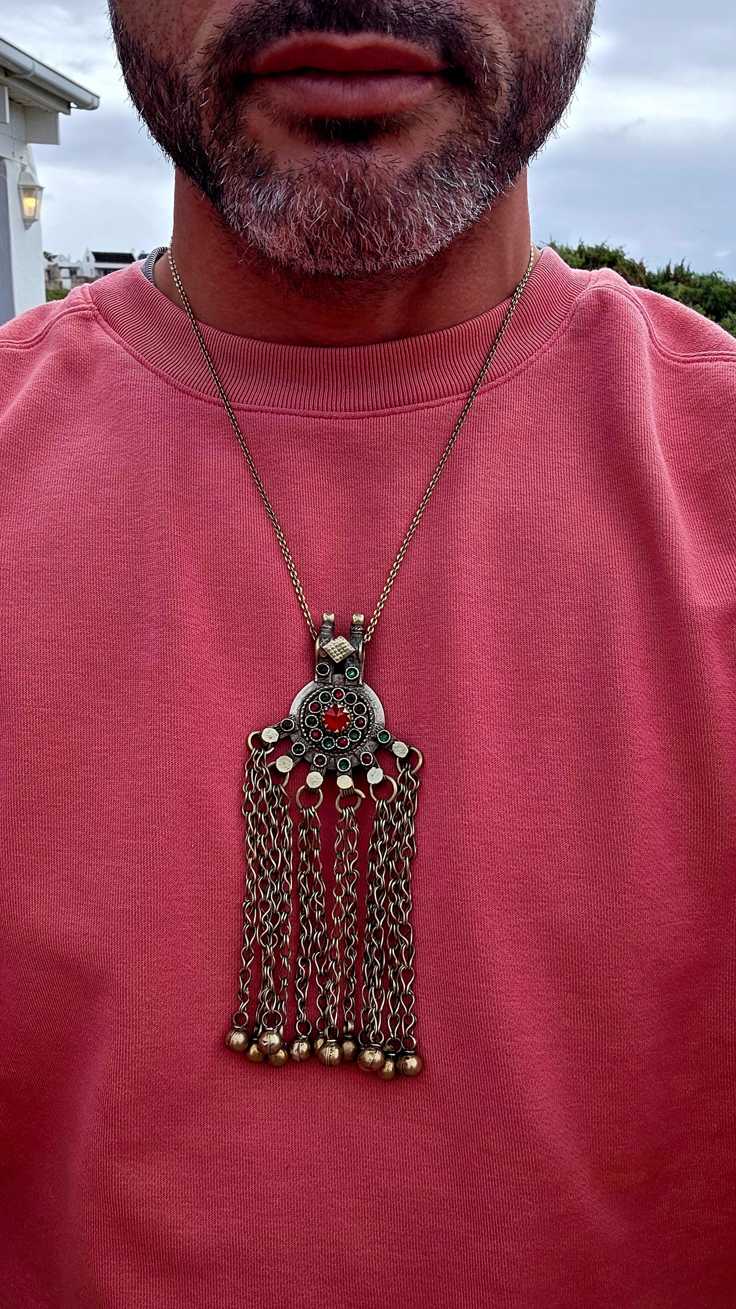 Bold, beautifully expressive, and steeped in nomadic tradition... this large vintage Afghan Kuchi tribal pendant is a striking statement piece that celebrates the rich artistry of Central Asia.