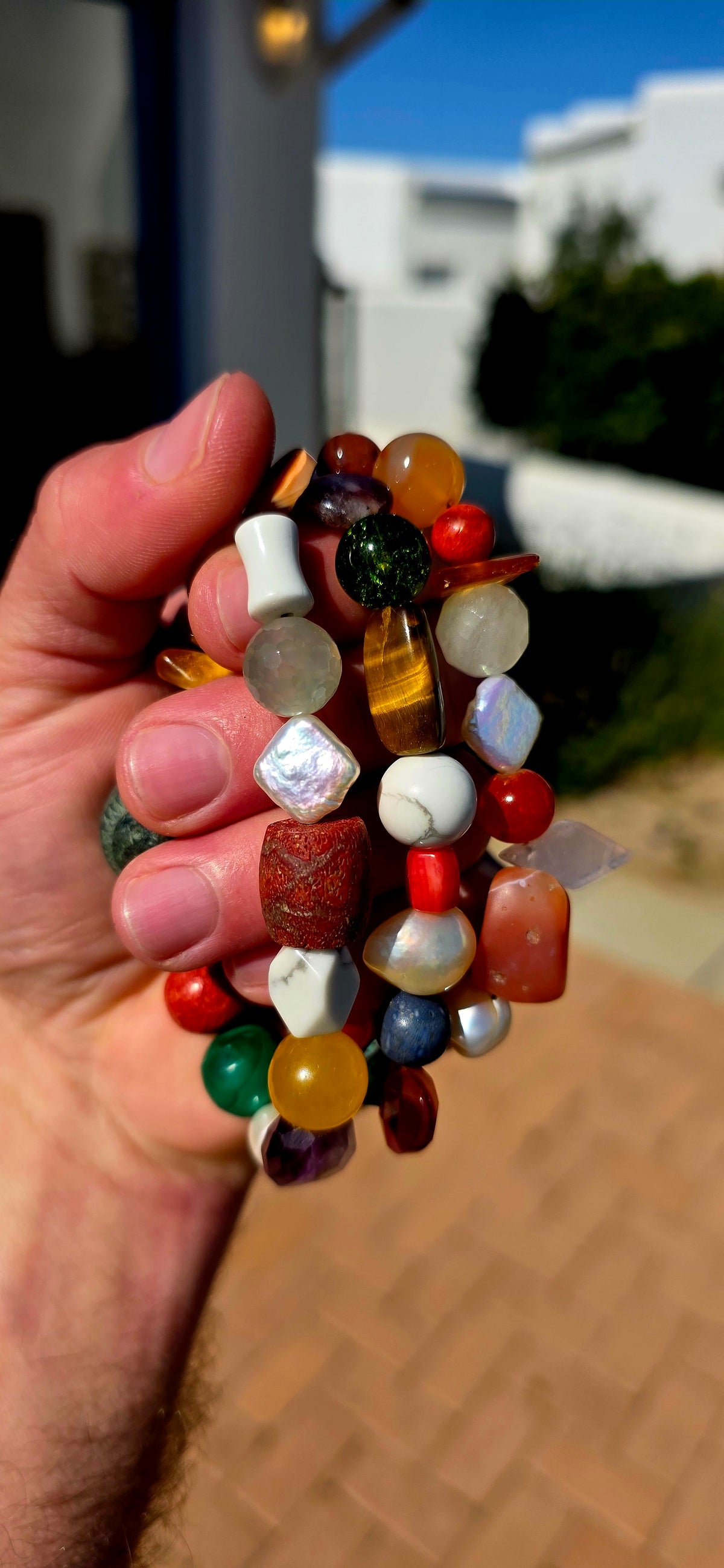 Fabulous collection of chunky gemstone stretch bracelets, and this lot is an absolute riot of colour!