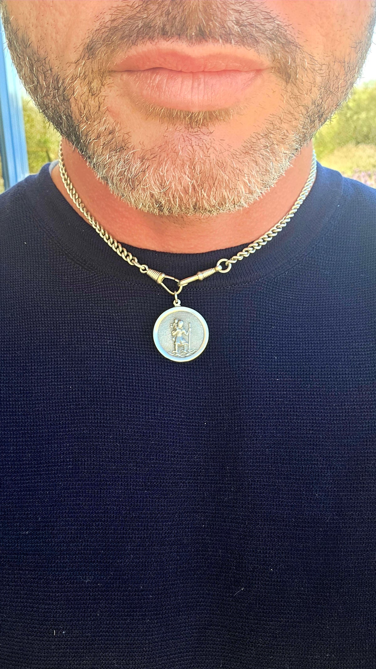 A wonderfully generous-sized vintage St Christopher pendant, crafted in solid sterling silver and beautifully rich in traditional symbolism.