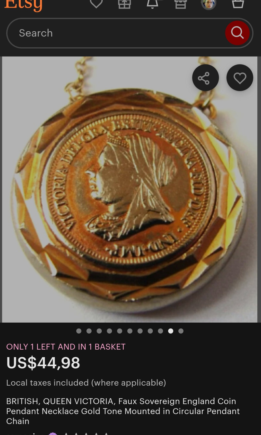 Serving full 1950s vintage swagger, this yellow gold-plated costume necklace is the definition of nostalgic luxury with a cheeky twist.