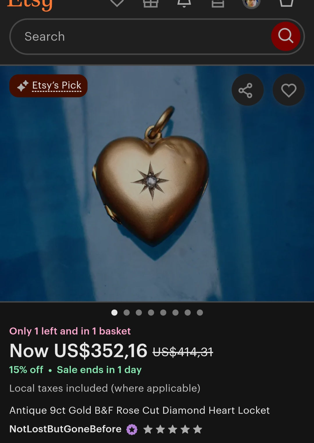 Antique Edwardian 9ct Rose Gold Puffed Heart Locket (c.1900).