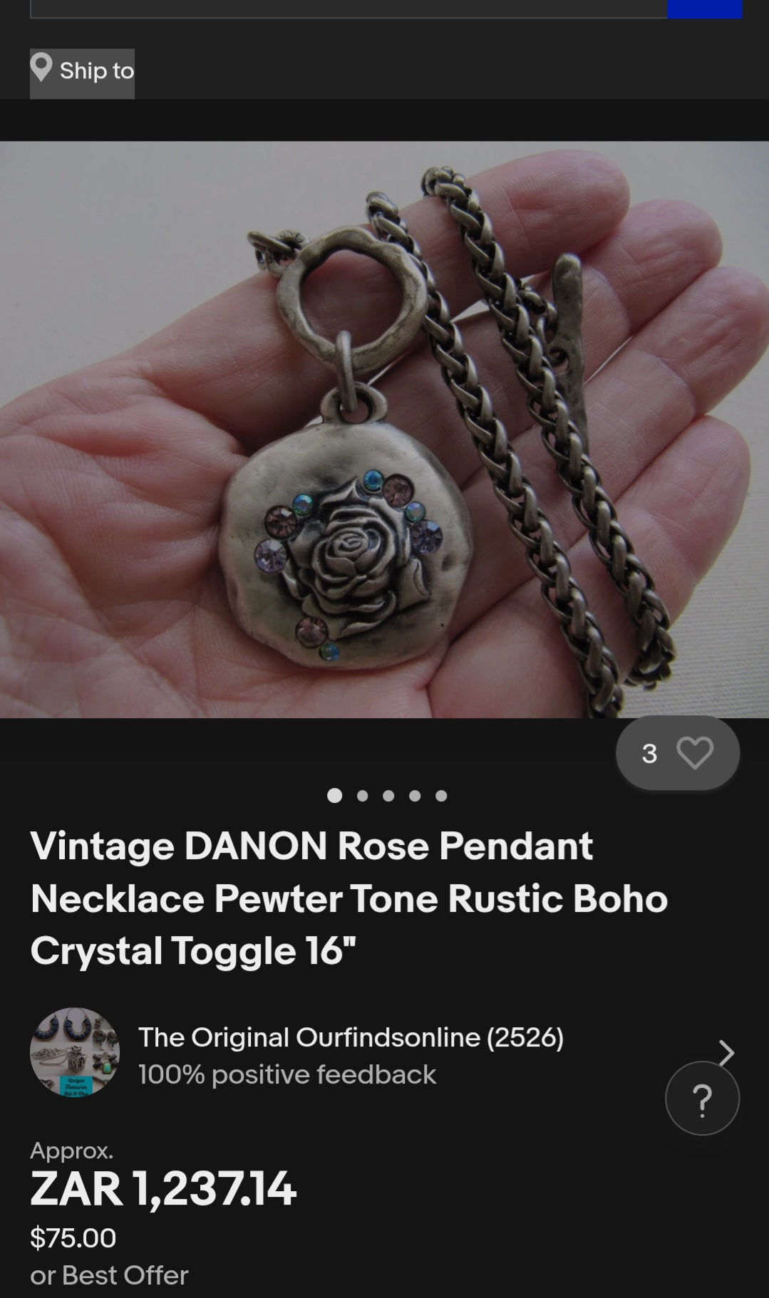 Chunky Vintage Danon Rose Necklace – Israeli Designer Costume Jewellery.