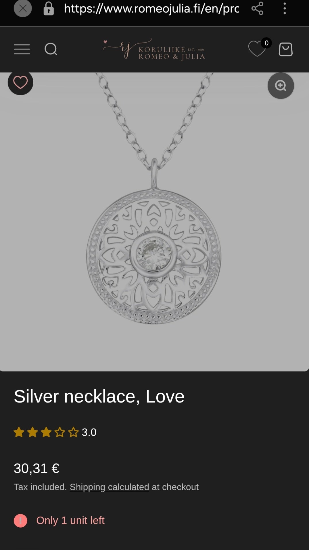 This beautiful designer necklace by Romeo & Juliet is crafted in sterling silver and embodies elegance with a romantic touch.