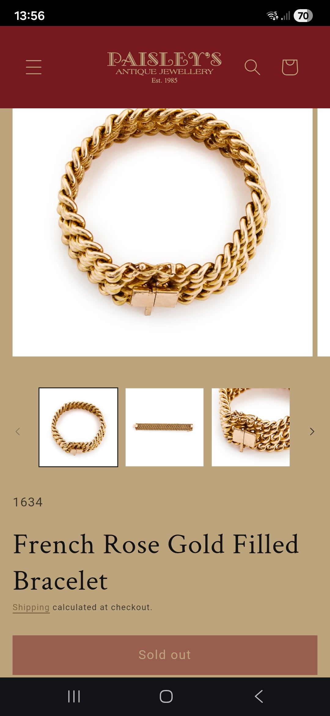 This absolutely magnificent vintage French bracelet is crafted in richly glowing yellow/rosy gold-filled metal and features an incredibly substantial three-row curb link design that drapes beautifully around the wrist.