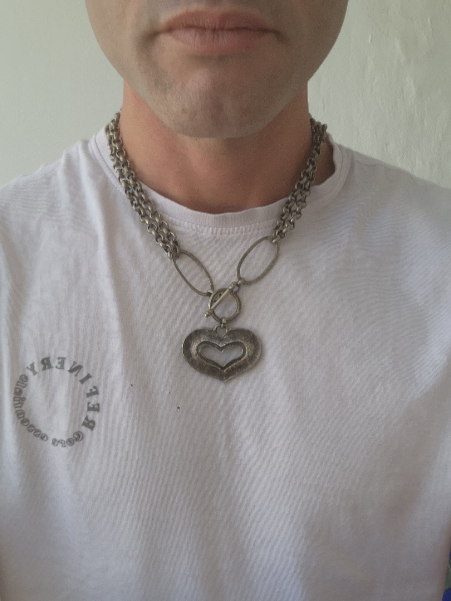 Vintage Silver plated Designer necklace with Heart Pendant -Handmade by by Israeli jewellery Designer "Avgad"