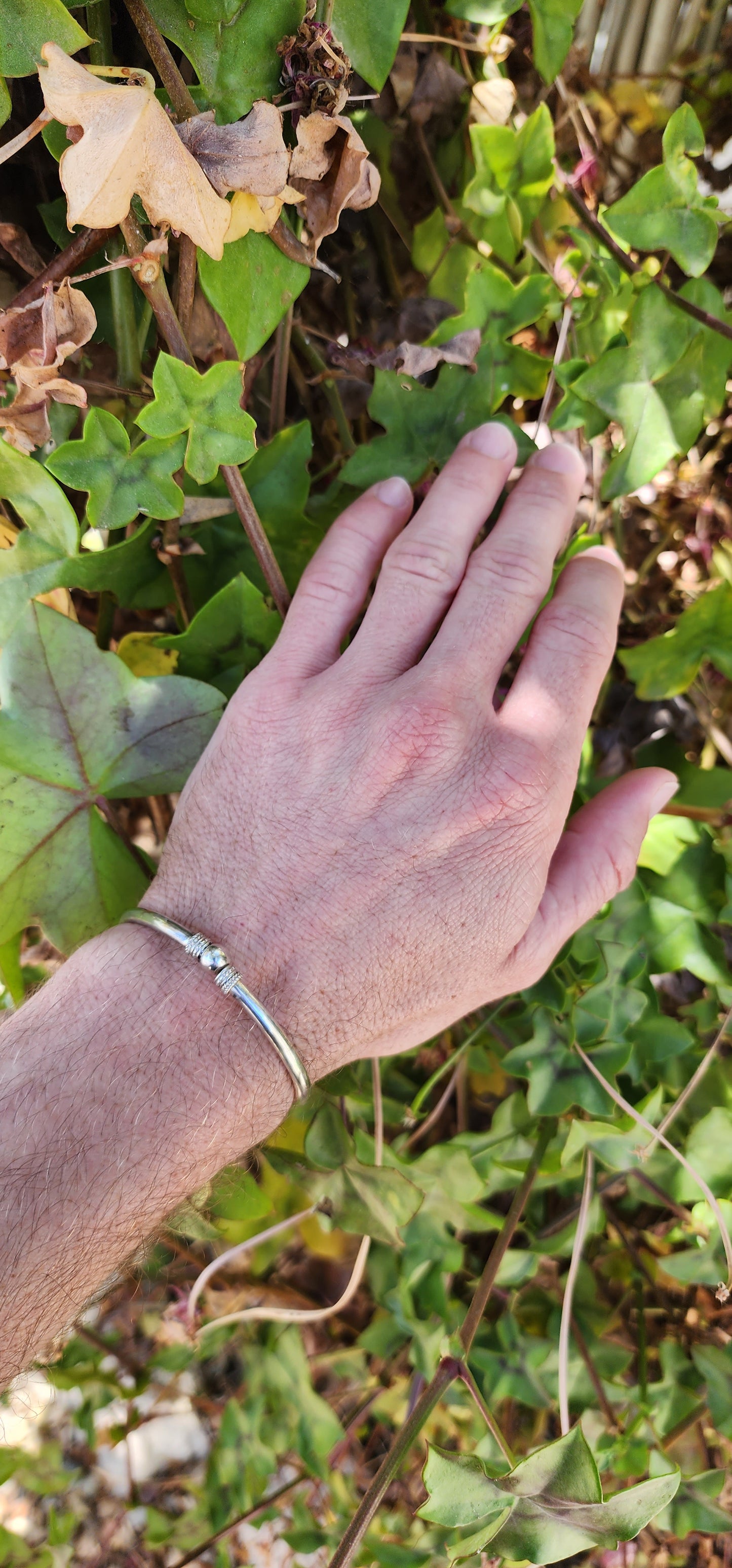 Sterling Silver Ethnic/Tribal Indian "Kada" Tube bangle with Sphere end ( you can open/close the bangle .