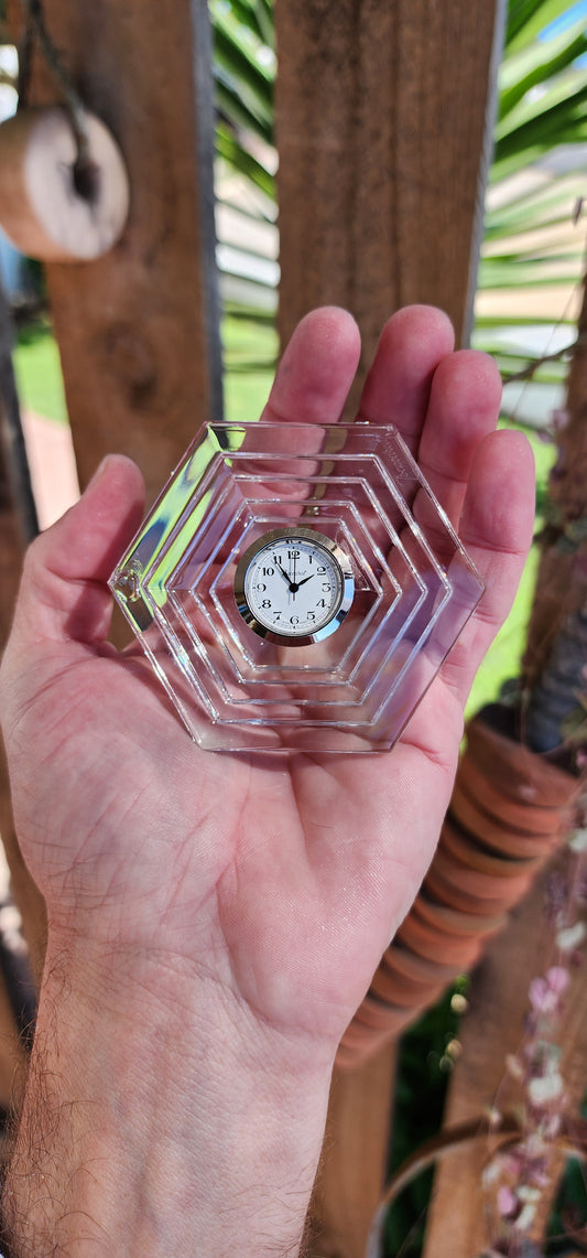 Baccarat France Crystal Orsay Paperweight Quartz Clock.