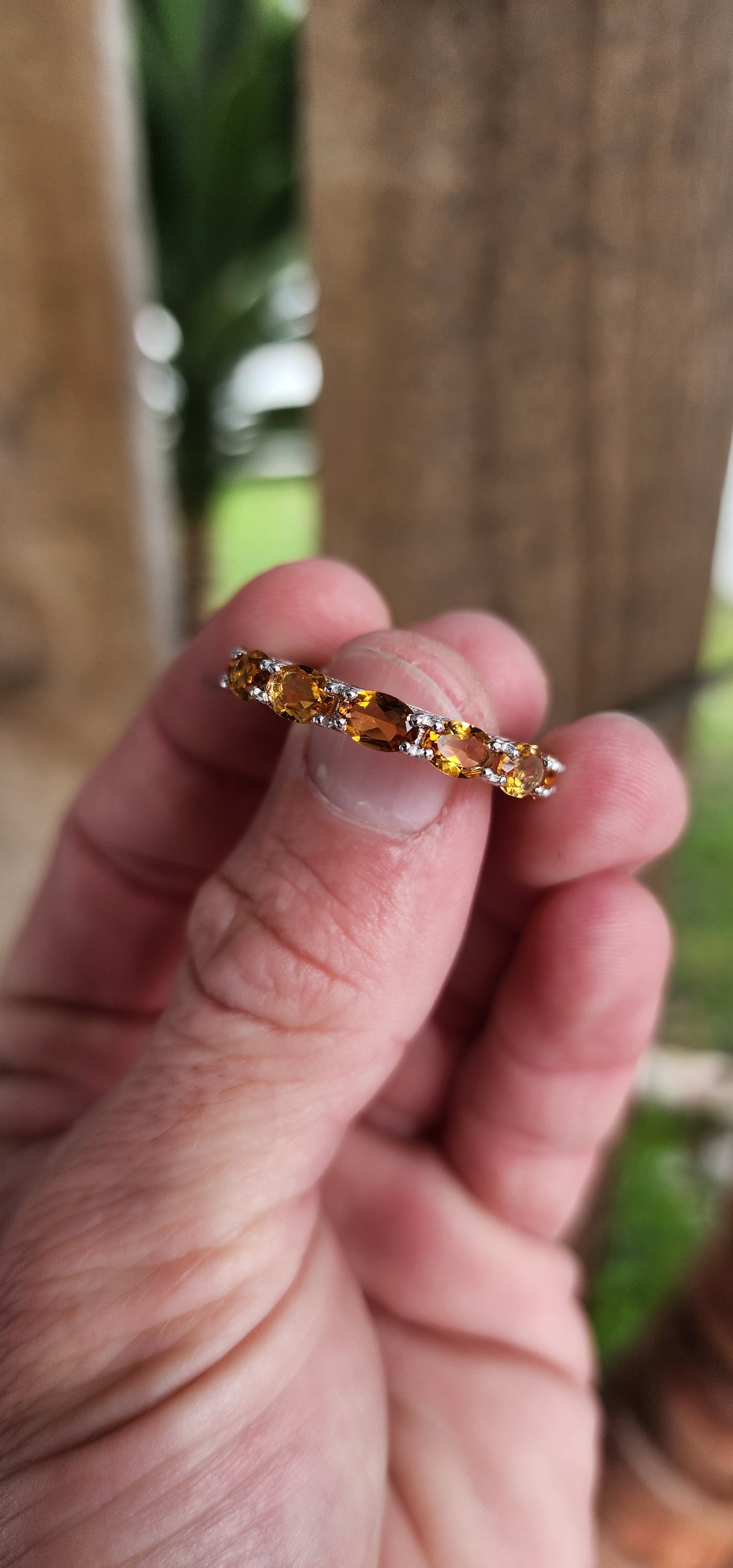 Sterling Silver and Faceted Oval cut Orange Citrine Full Eternity Ring.