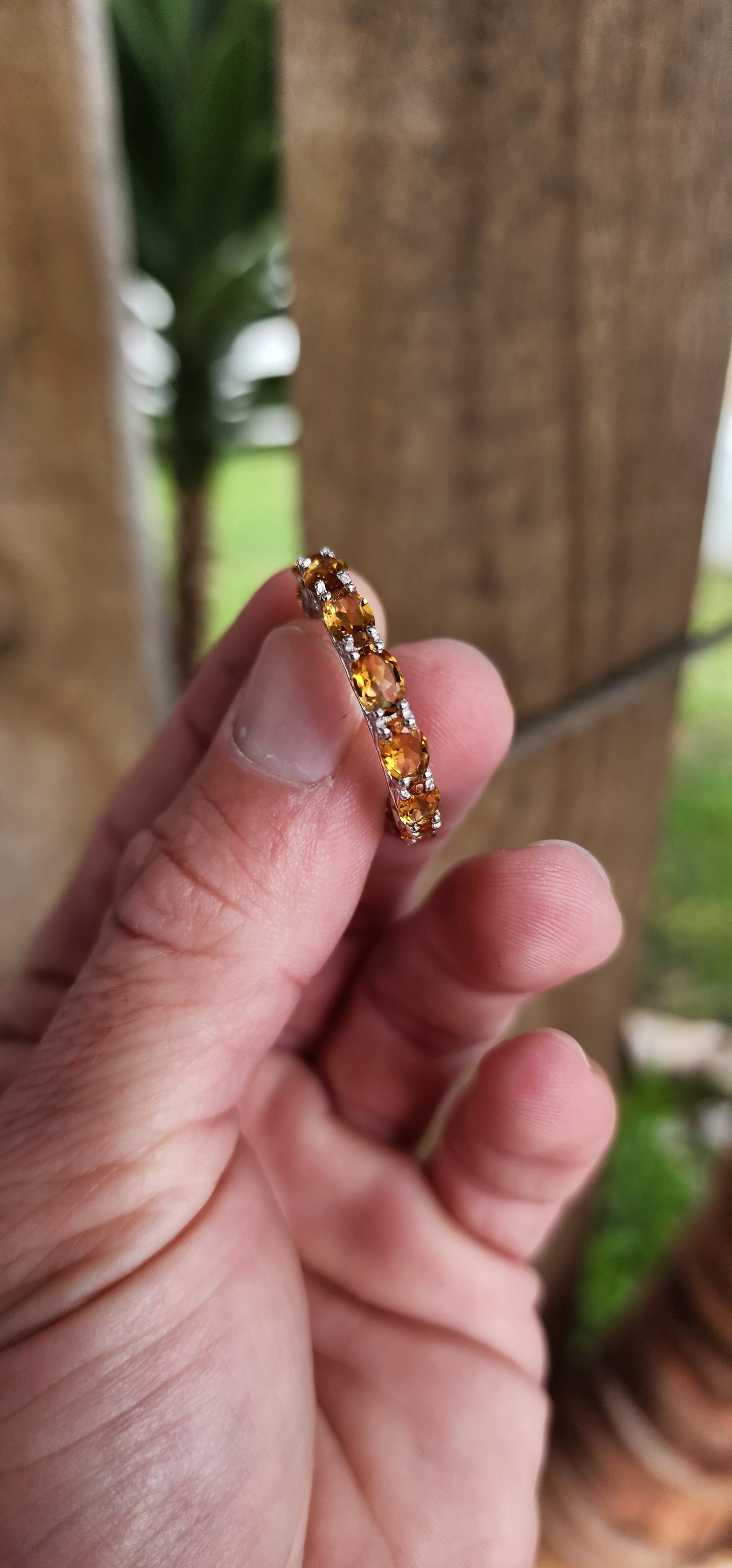 Sterling Silver and Faceted Oval cut Orange Citrine Full Eternity Ring.