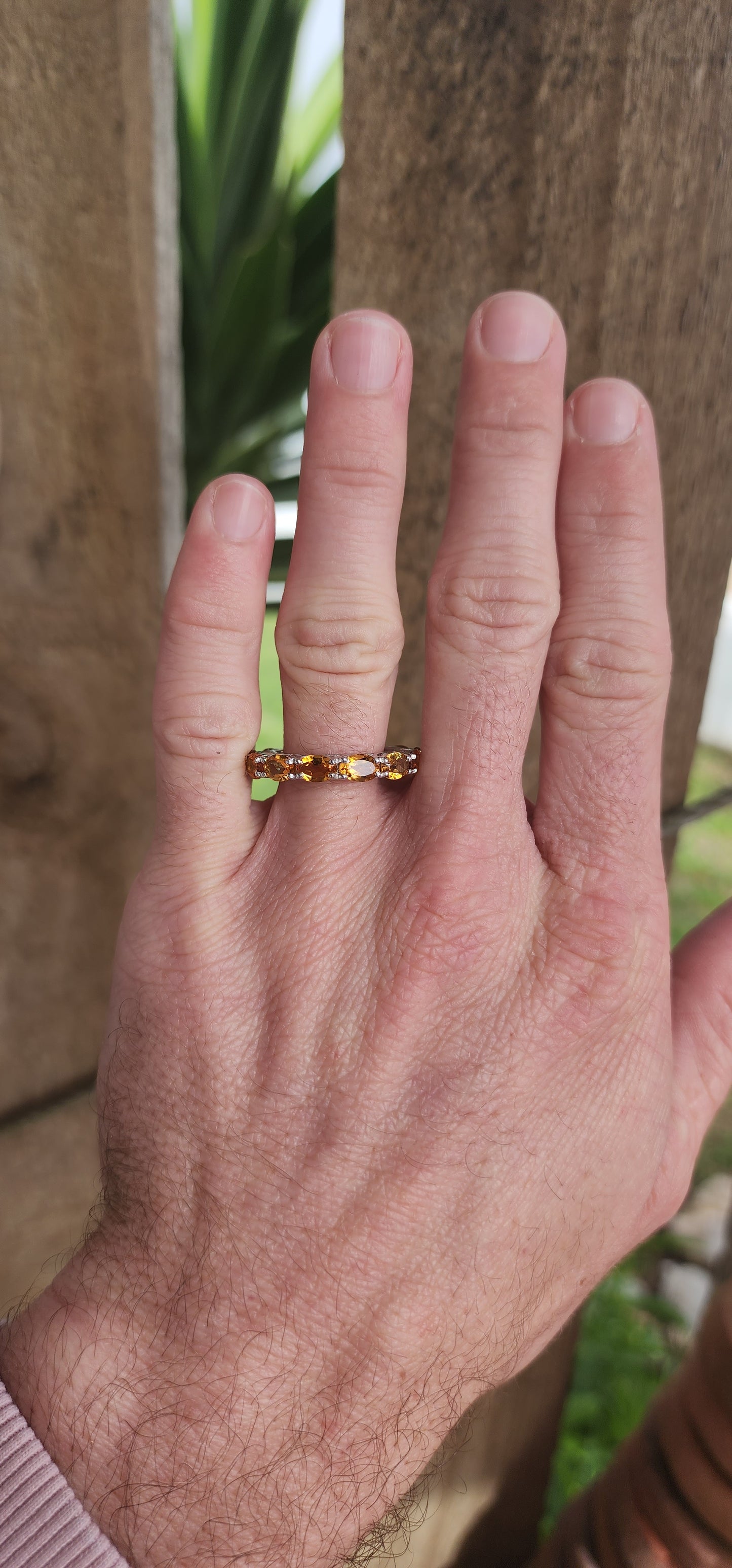 Sterling Silver and Faceted Oval cut Orange Citrine Full Eternity Ring.