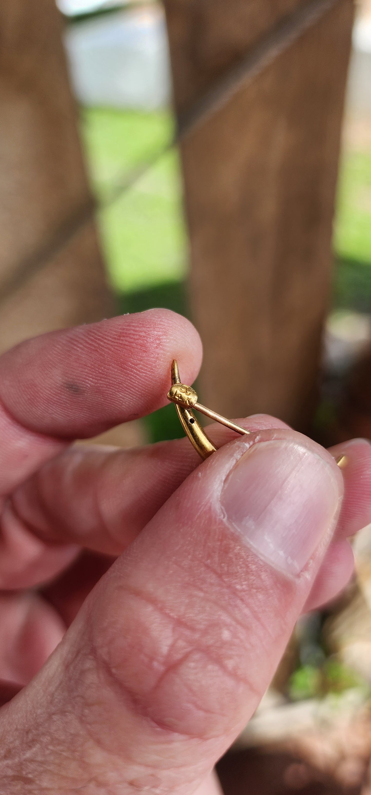 Antique 14ct Yellow Gold and Enamel Honeymoon Crescent Moon brooch.